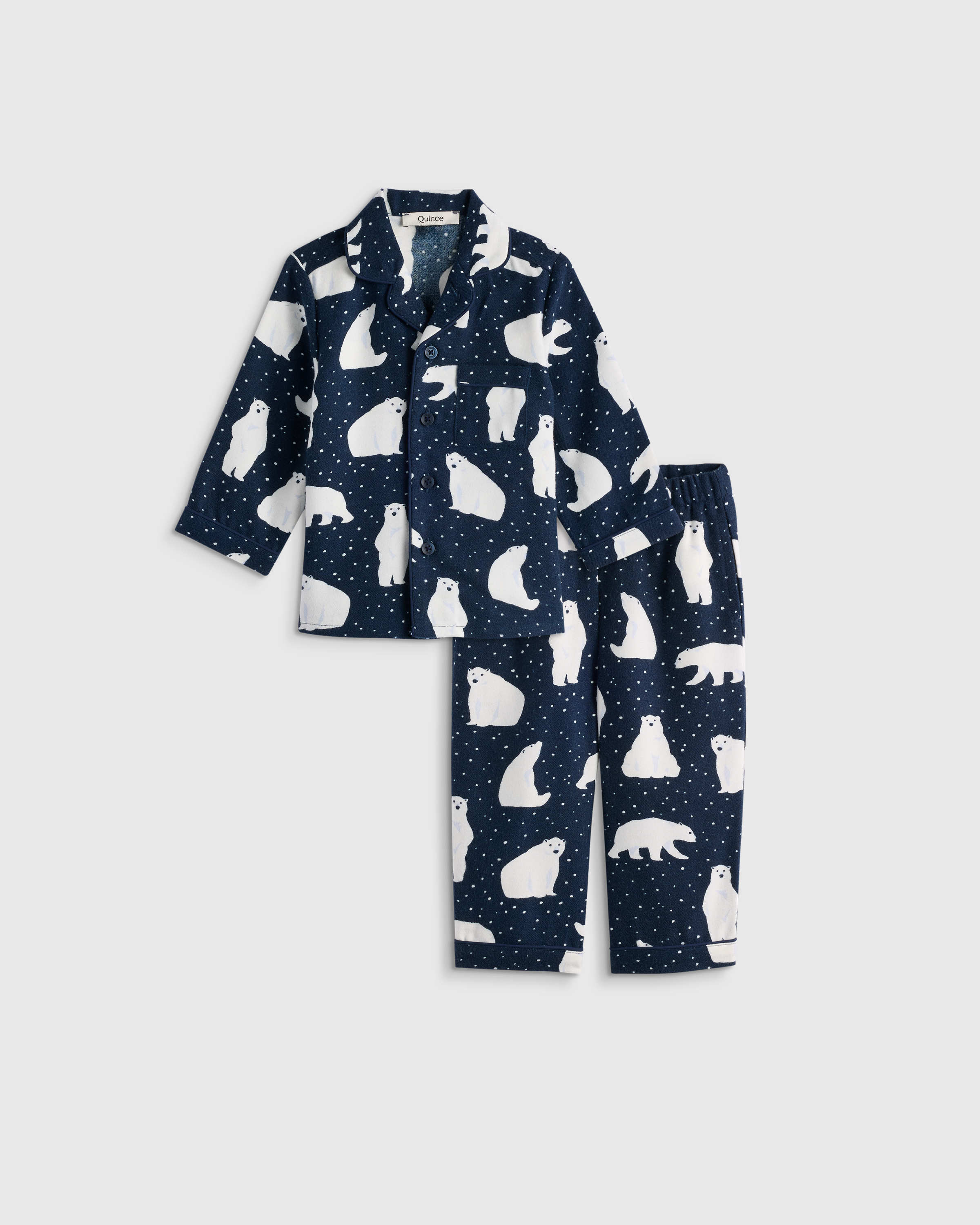 Quince Holiday Flannel Pajama Set In Blue