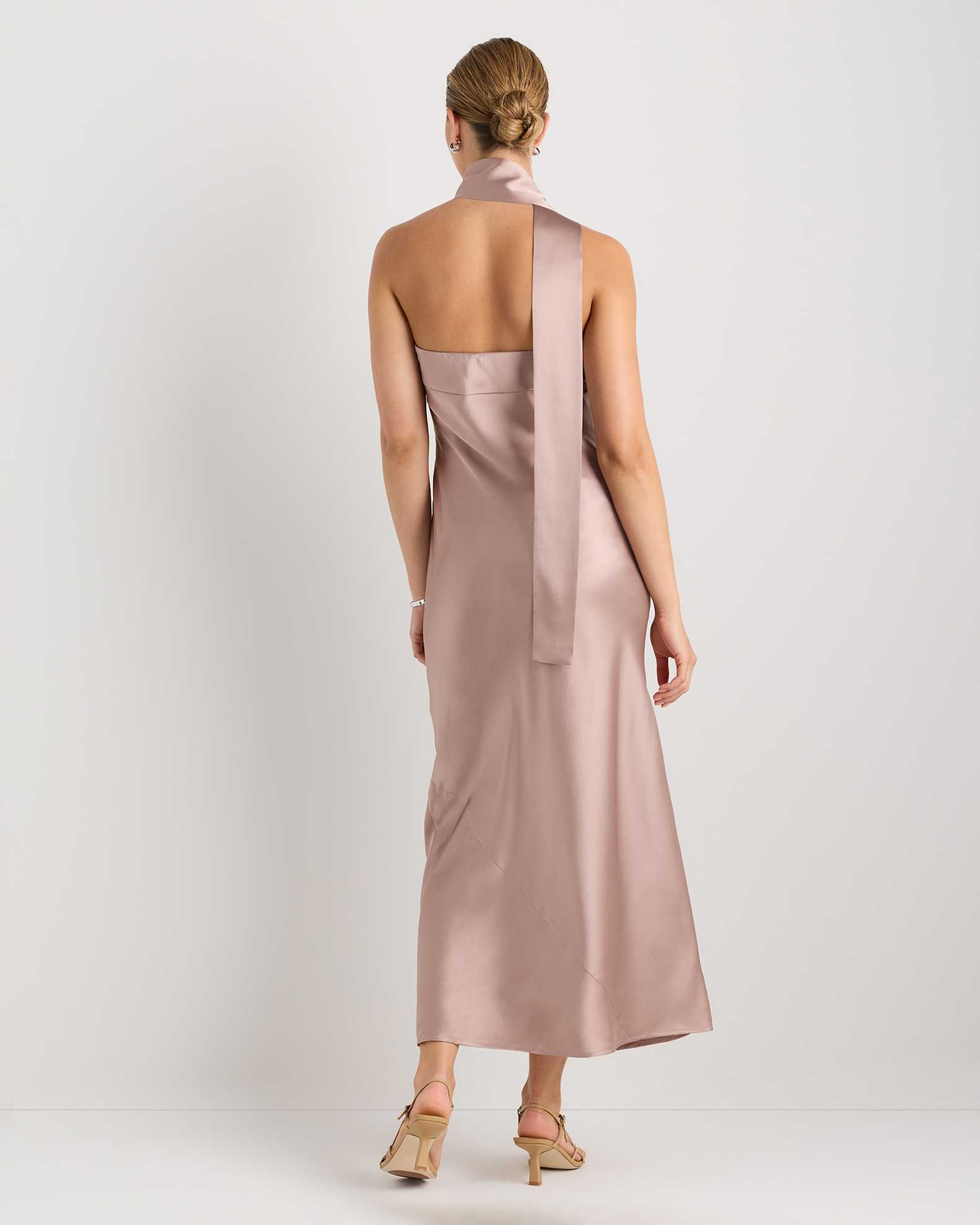 100% Washable Silk Strapless Scarf Maxi Dress in Vintage Pink 100% Washable Silk Strapless Scarf Maxi Dress in Vintage Pink