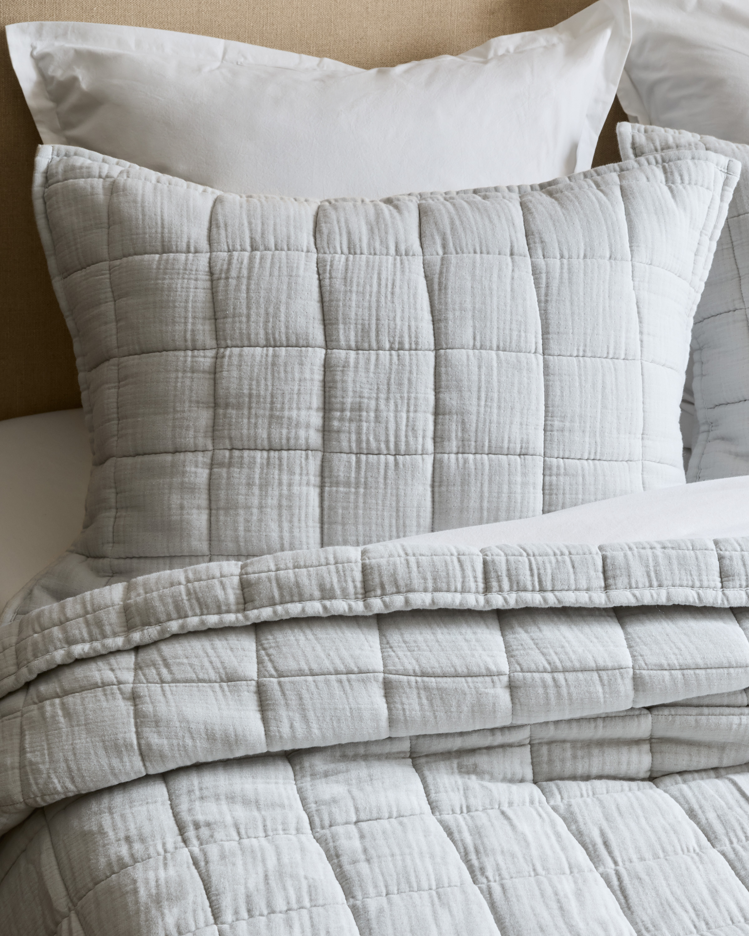 Mist Organic Airy Gauze Box Quilt Sham Set