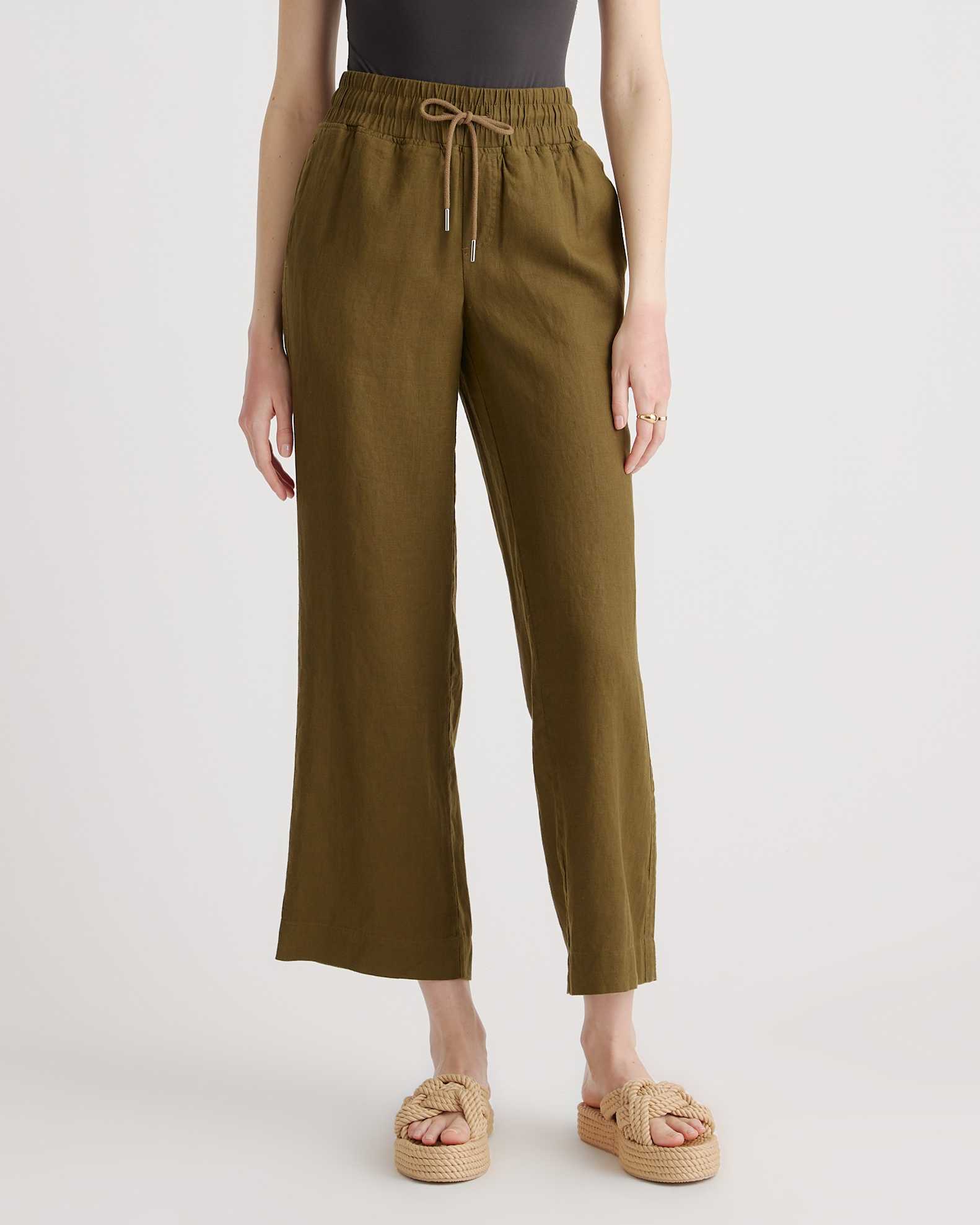 Urban Classics Dames High Linen Mixed Wide Leg Pants, brede linnen broek voor dames, verkrijgbaar in vele verschillende kleuren, maten 26-34, Softseagrass, 32 Urban Classics Dames High Linen Mixed Wide Leg Pants, brede linnen broek voor dames, verkrijgbaar in vele verschillende kleuren, maten 26-34, Softseagrass, 32