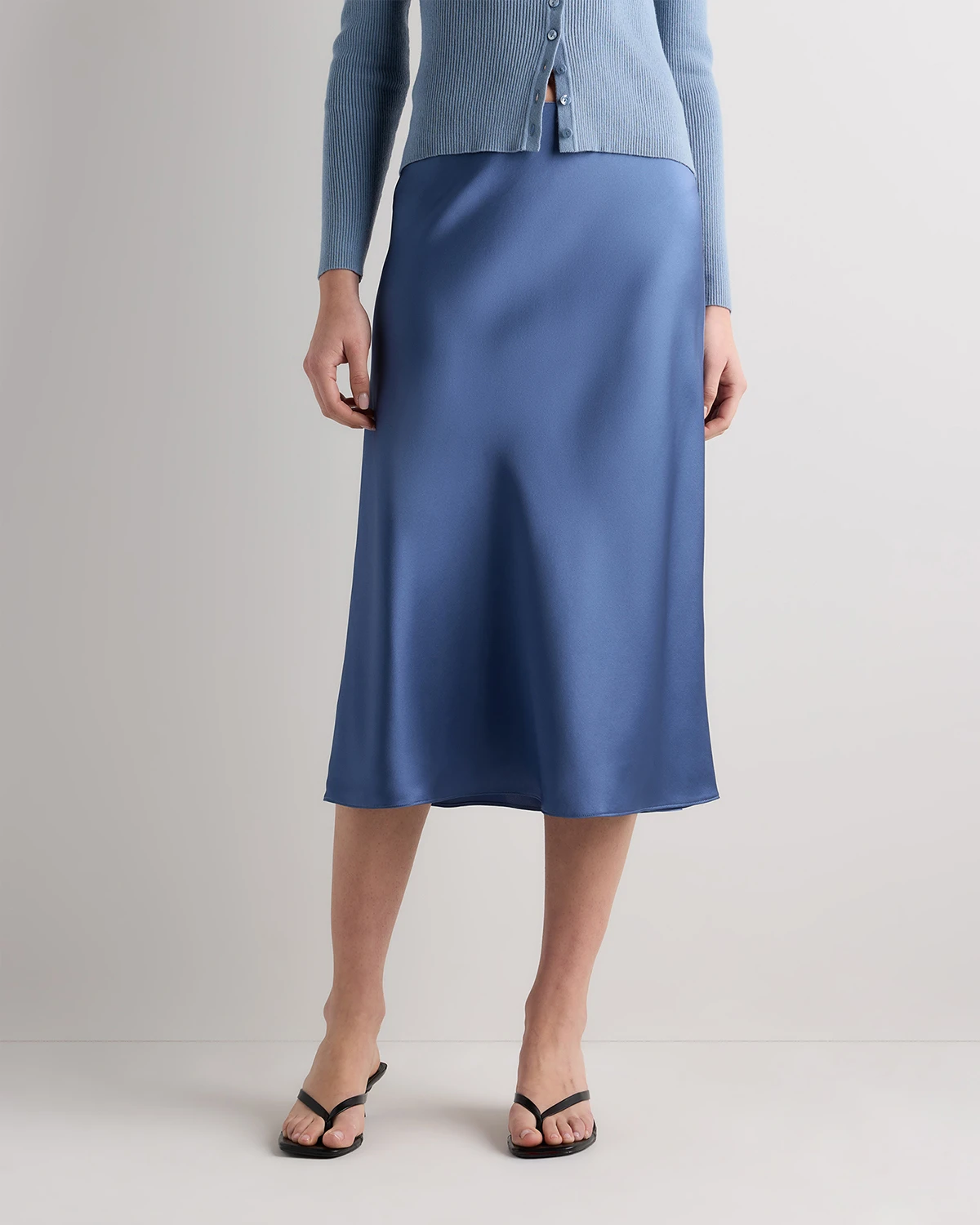 100% Washable Silk Skirt in Moonstone Blue