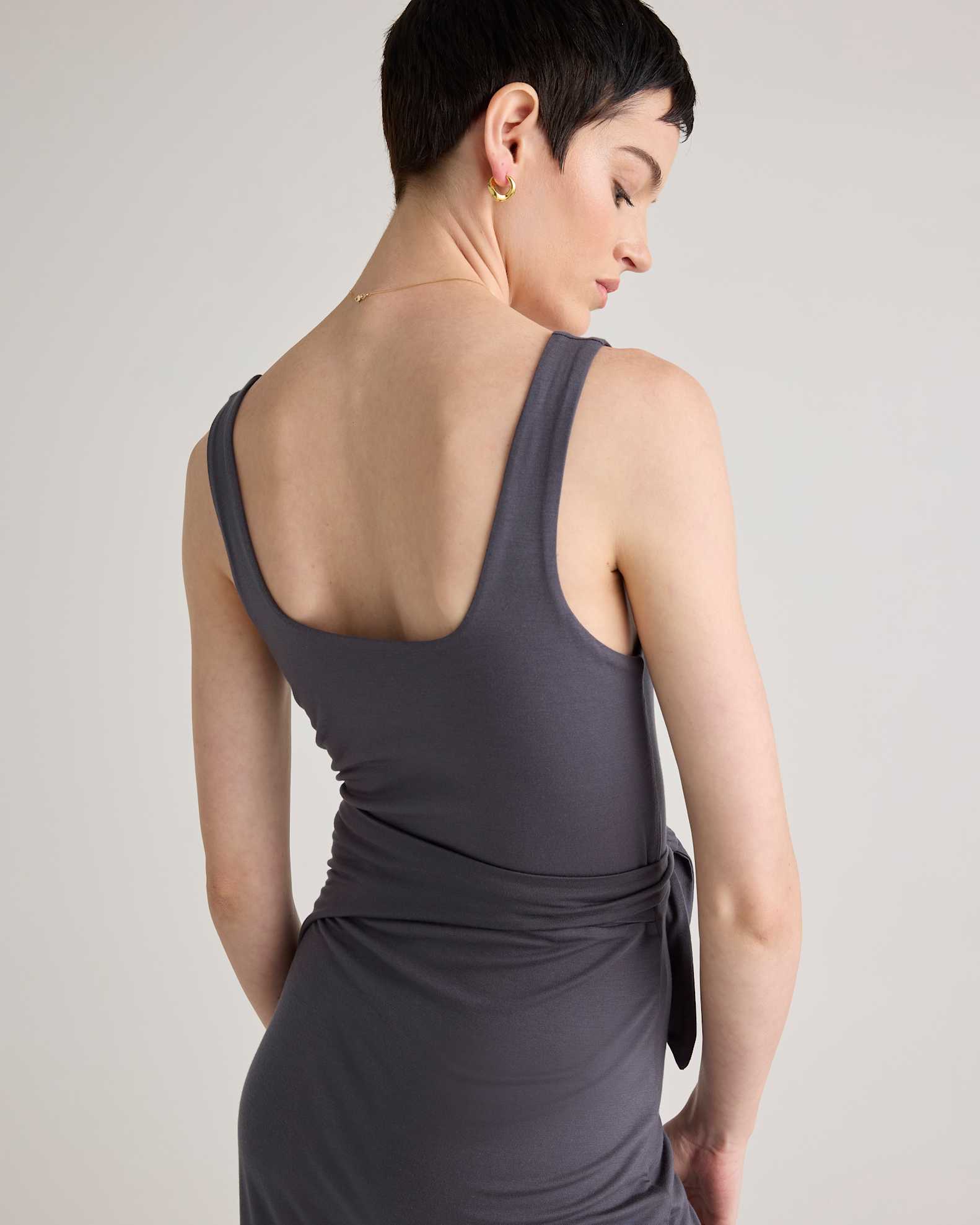 tencel jersey side tie midi dress Tencel Jersey Side Tie Dress