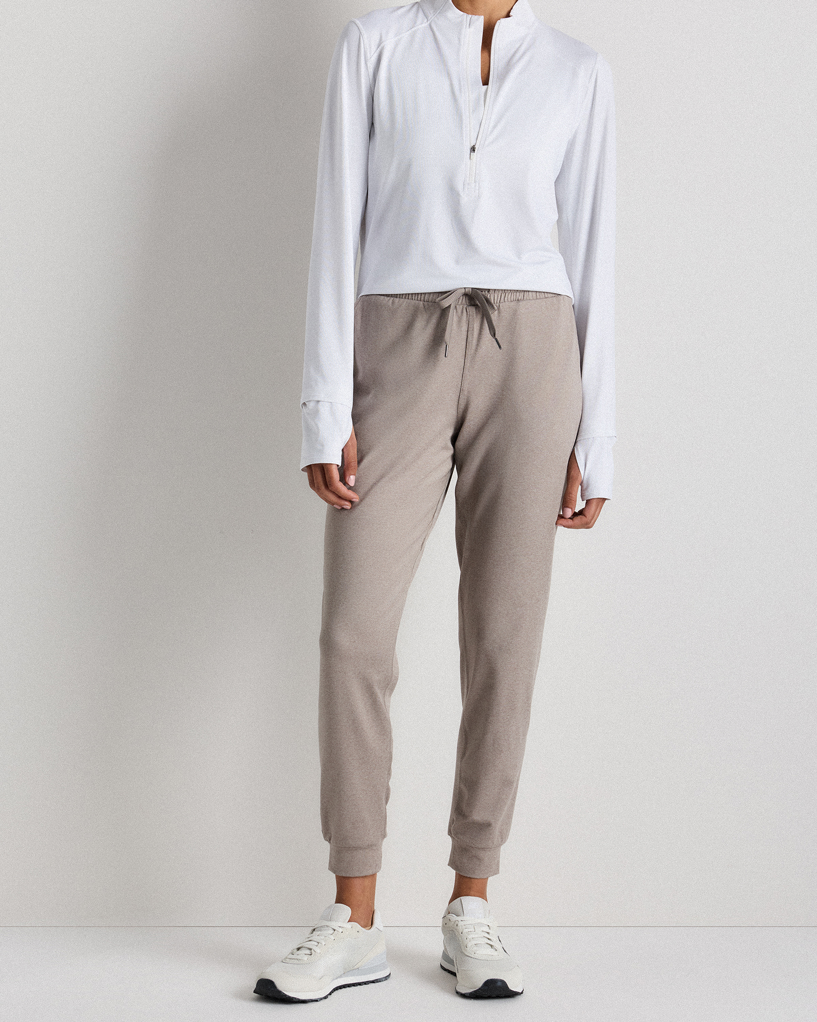 Heather Morel Grey Flowknit Mid-Rise Joggers