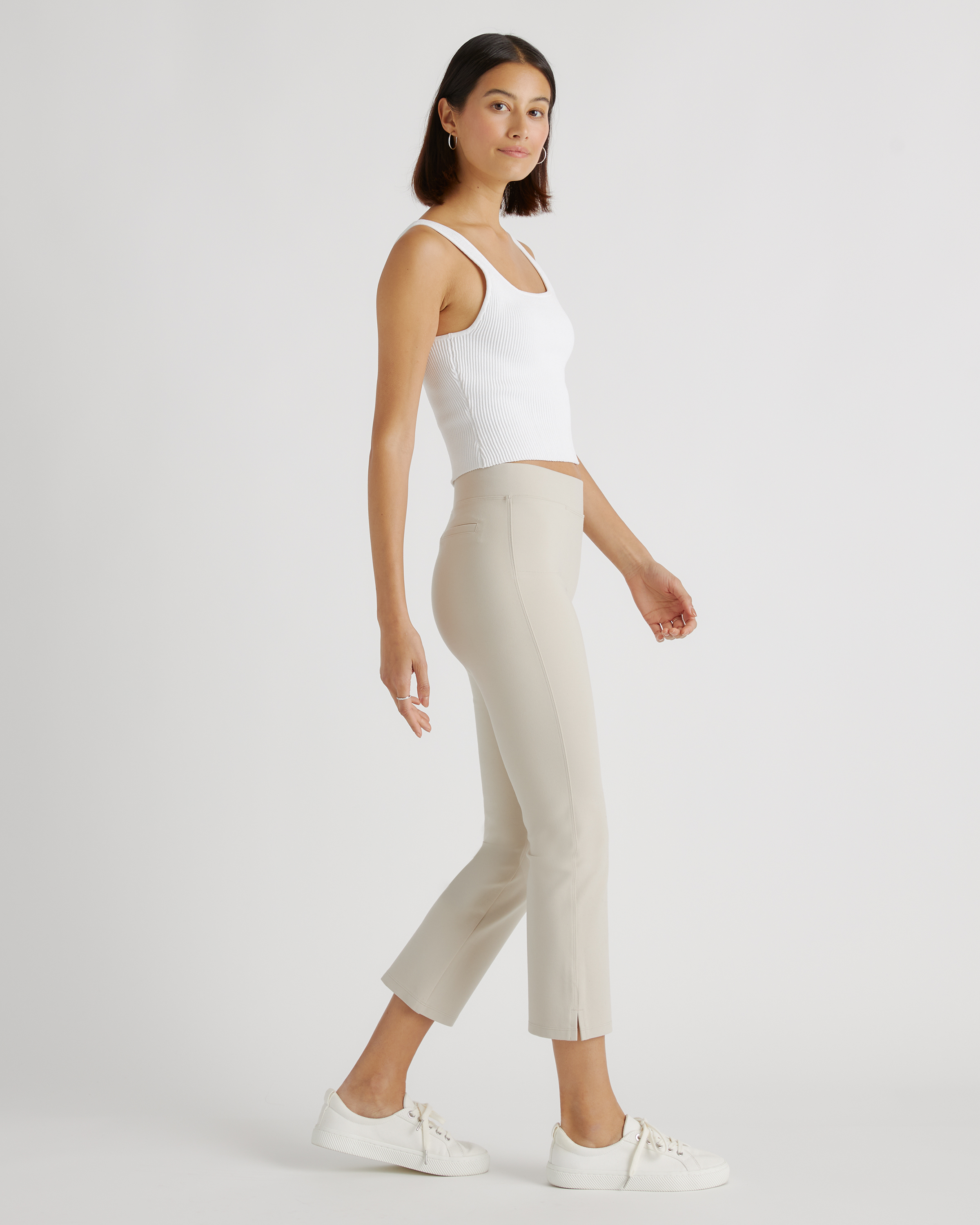 Ultra-Stretch Ponte Kick Flare Pants in Ecru