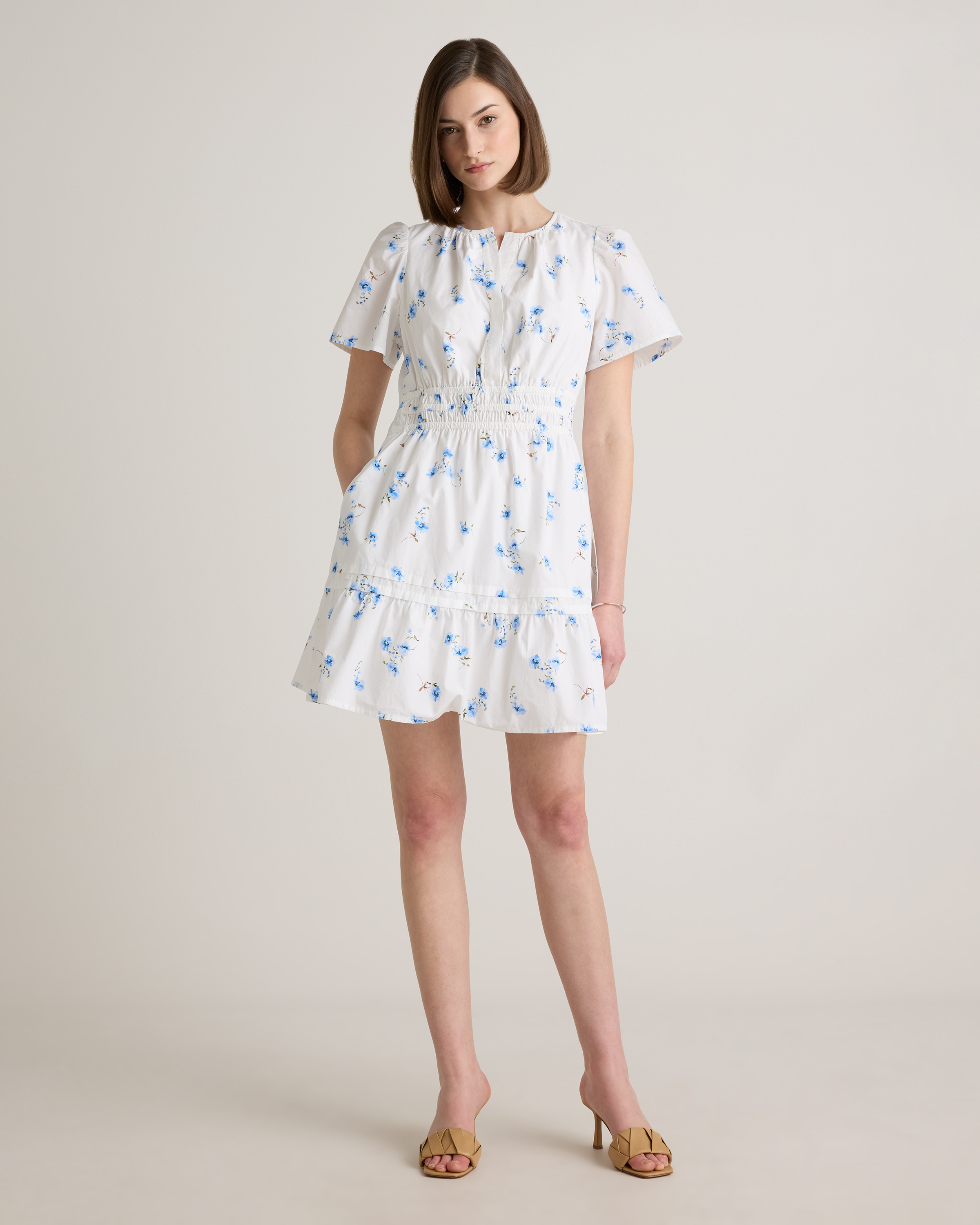 Romantic Stems 100% Organic Cotton Poplin Tiered Mini Dress