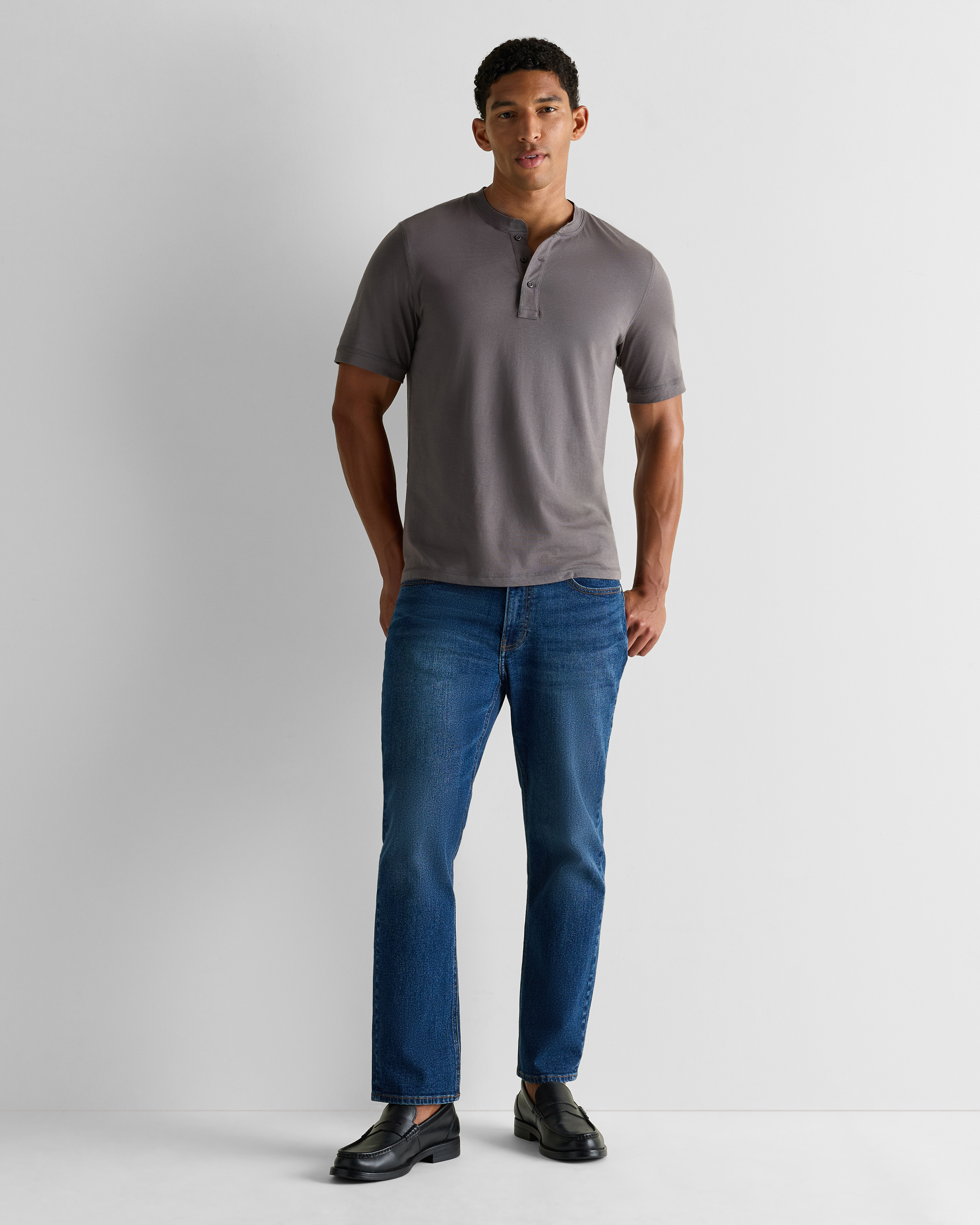 T-shirt Henley Homme Imprimé Poisson Et Pieuvre | Manches Courtes, Col Cubain - Décontracté été - 7