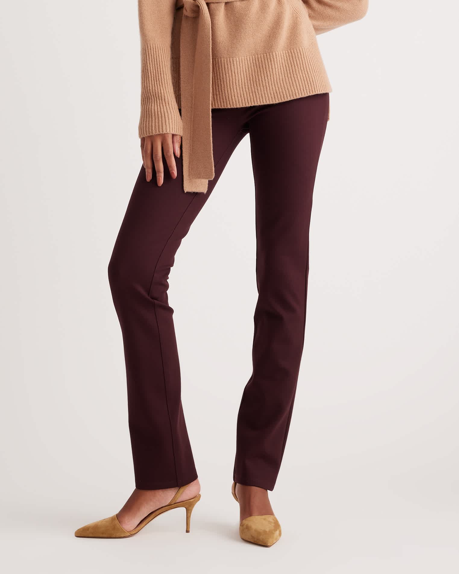 Ultra-Stretch Ponte Straight Leg Pants in Burgundy Ultra-Stretch Ponte Straight Leg Pants in Burgundy