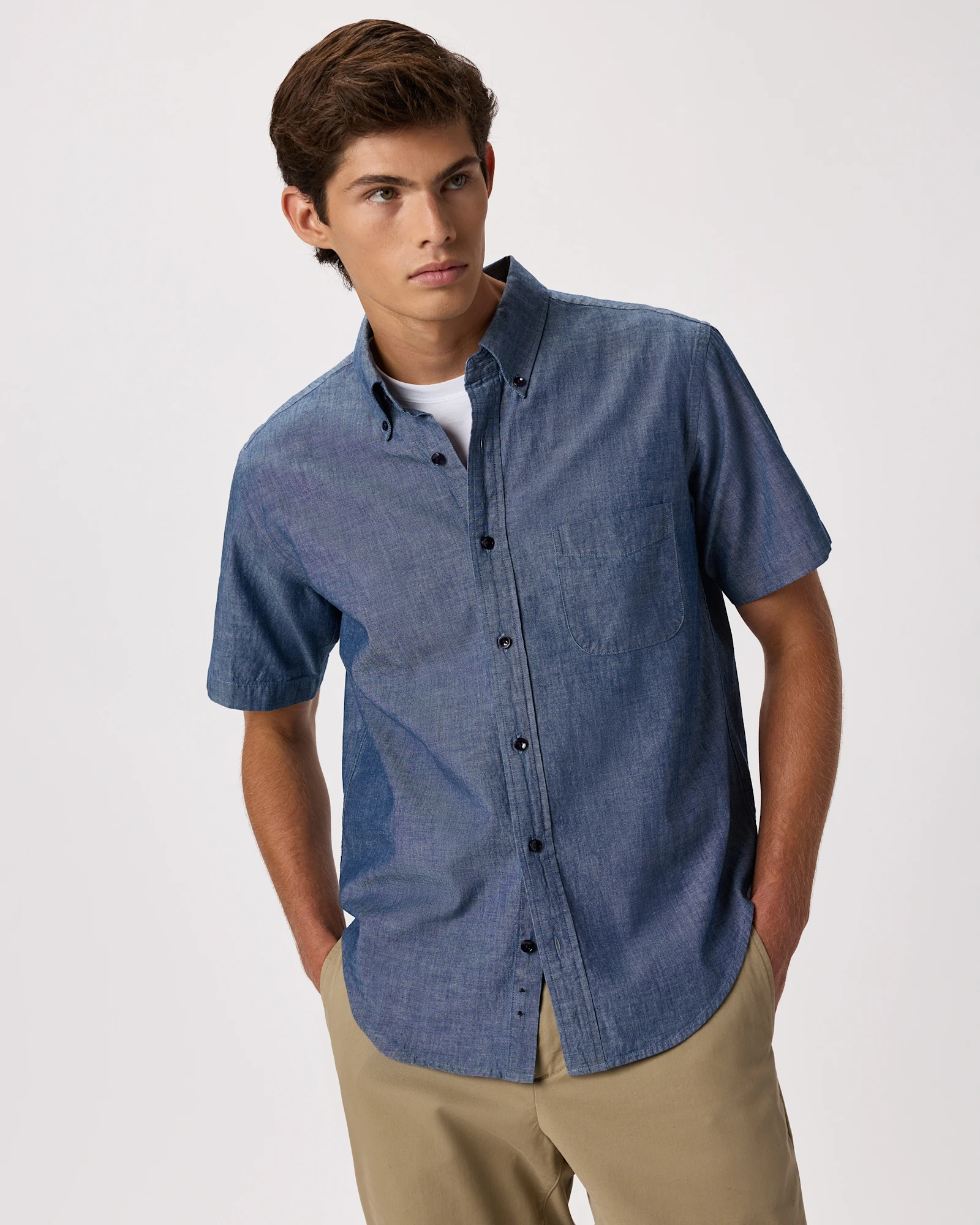 Men's 100% Organic Chambray Short Sleeve Shirt