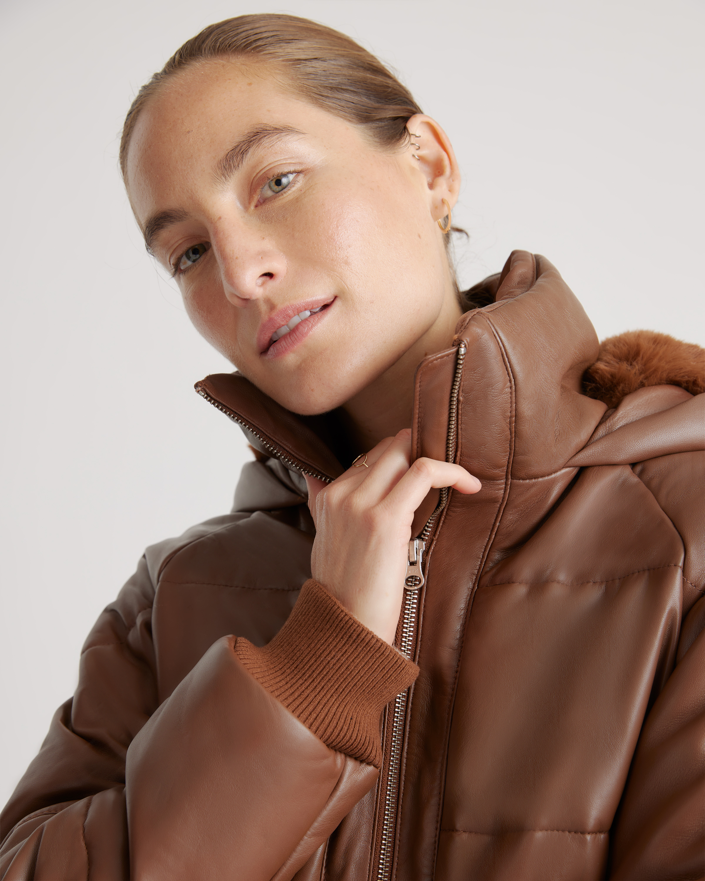 100% Leather Puffer Jacket
