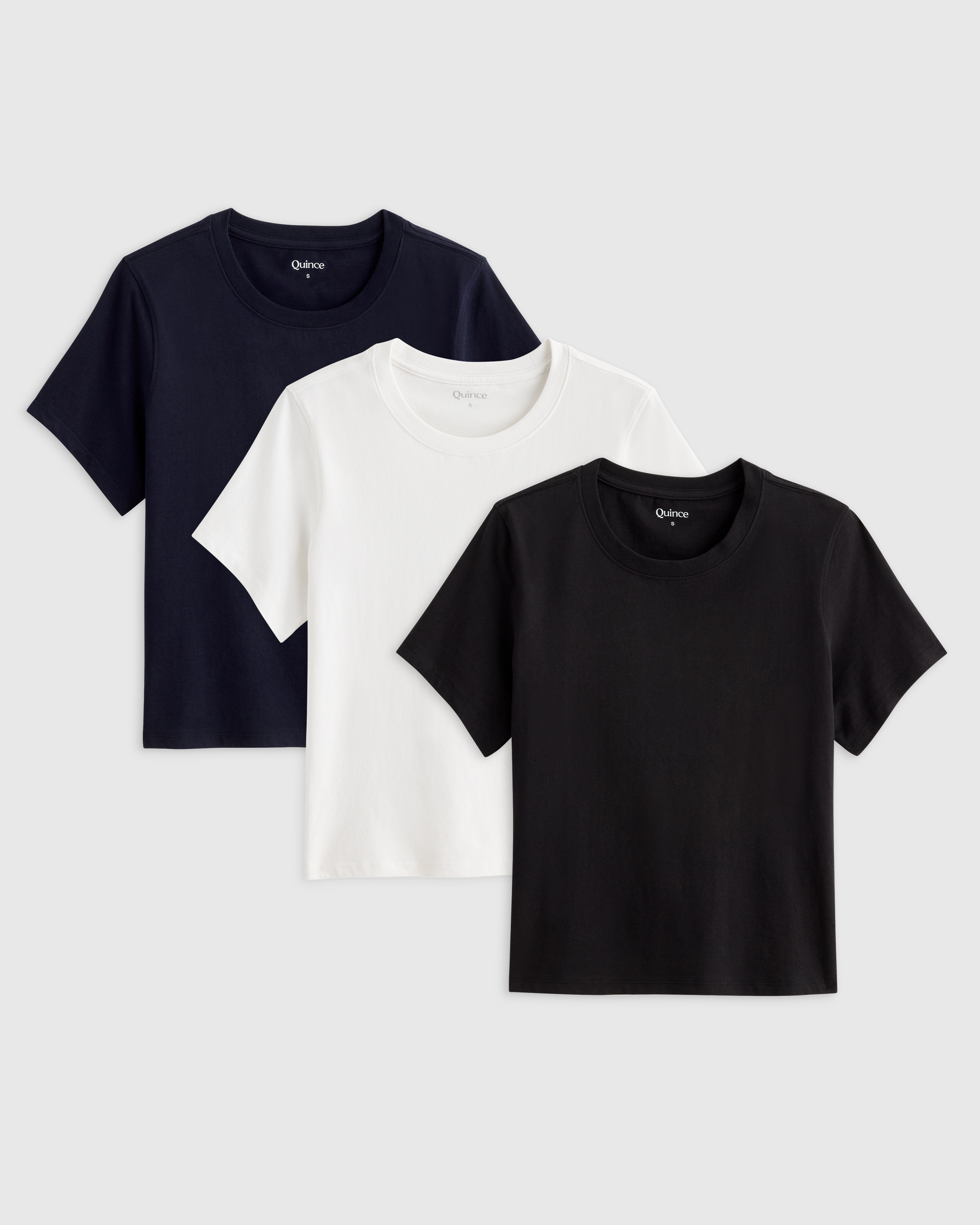 Deep Navy 100% Organic Cotton Boxy Crewneck Tee 3 Pack Bundle
