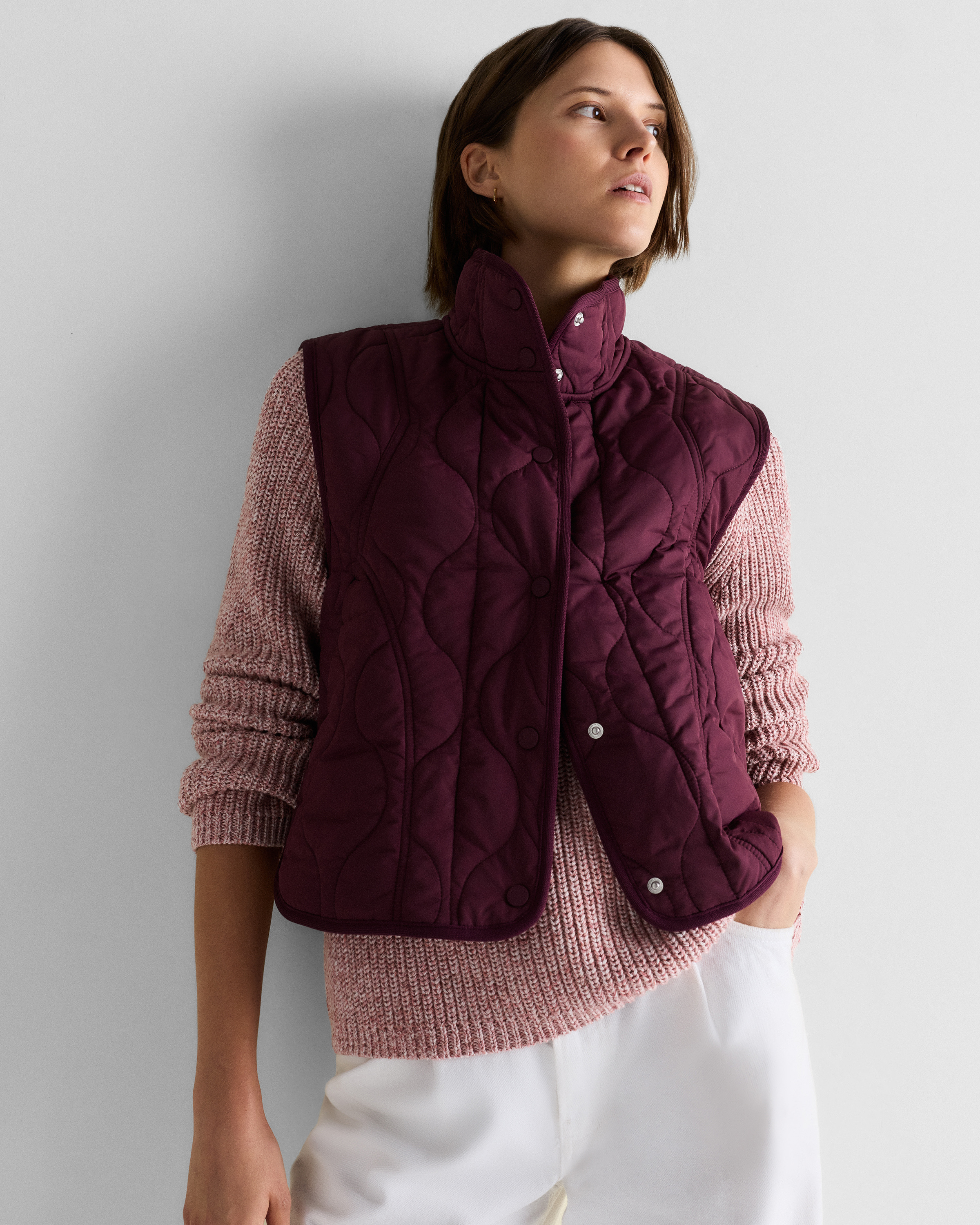 Barolo Burgundy Featherless Quilted Puffer Vest 