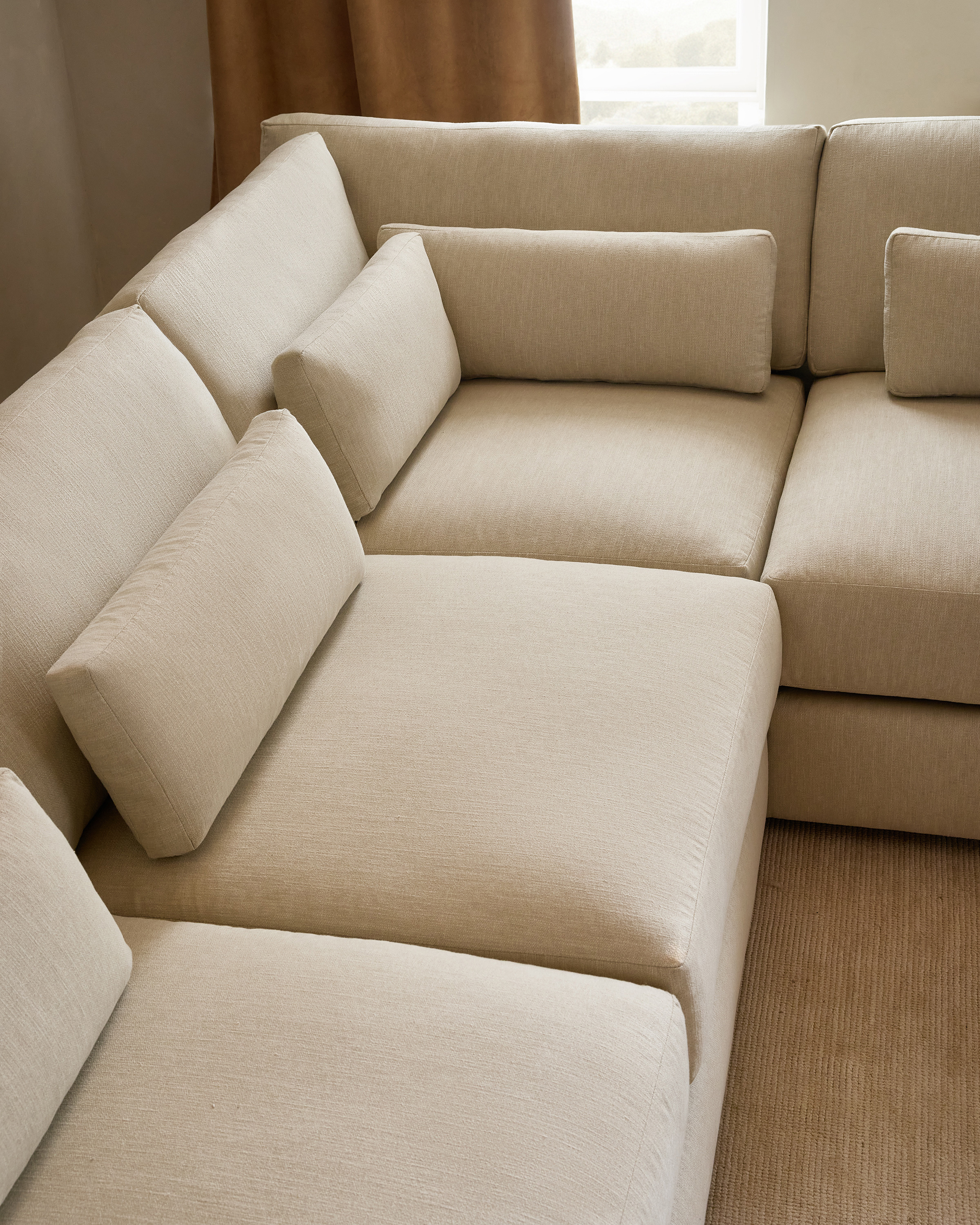 Square Arm Deep Seat L Sectional in Performance Chenille Linen Blend - thumbnail 9