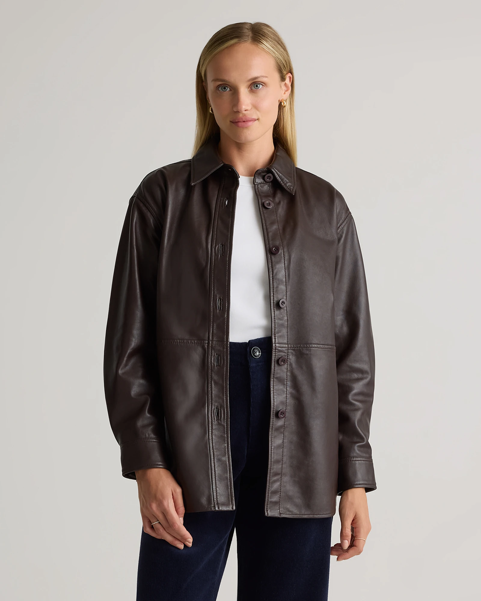 100% Leather Shirt Jacket