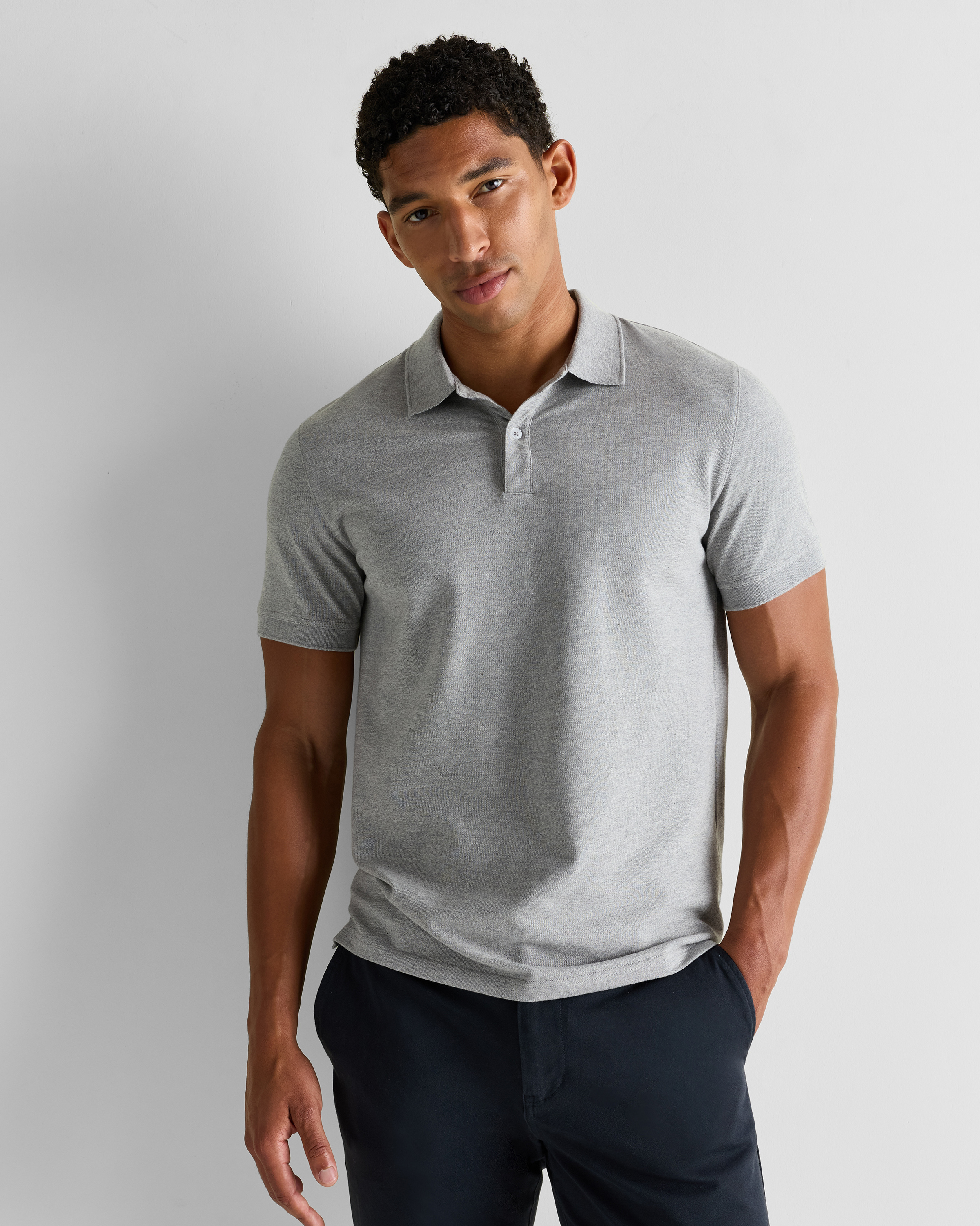 Heather Grey Organic Cotton Pique Polo