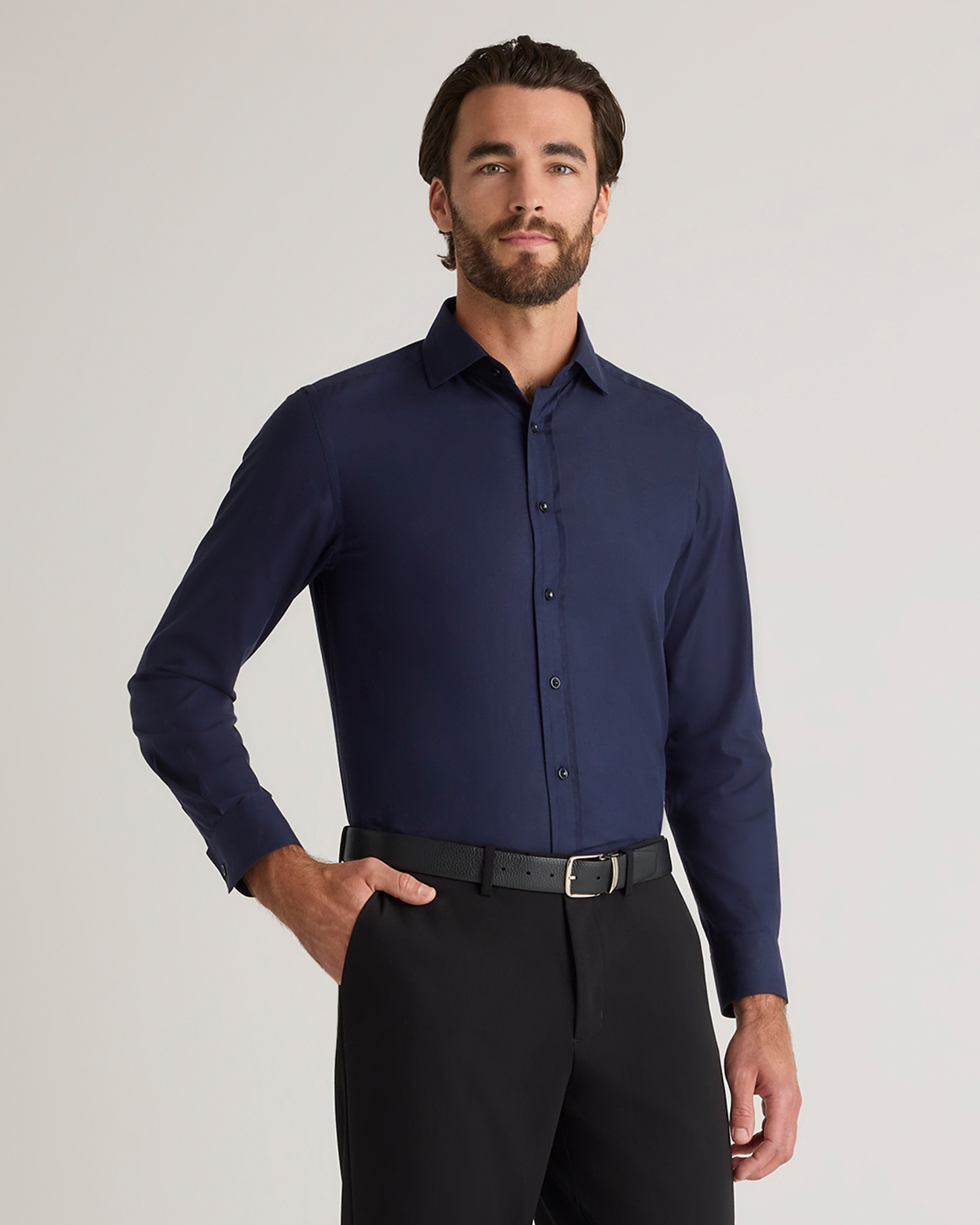Navy Organic Cotton Cashmere Dress Shirt