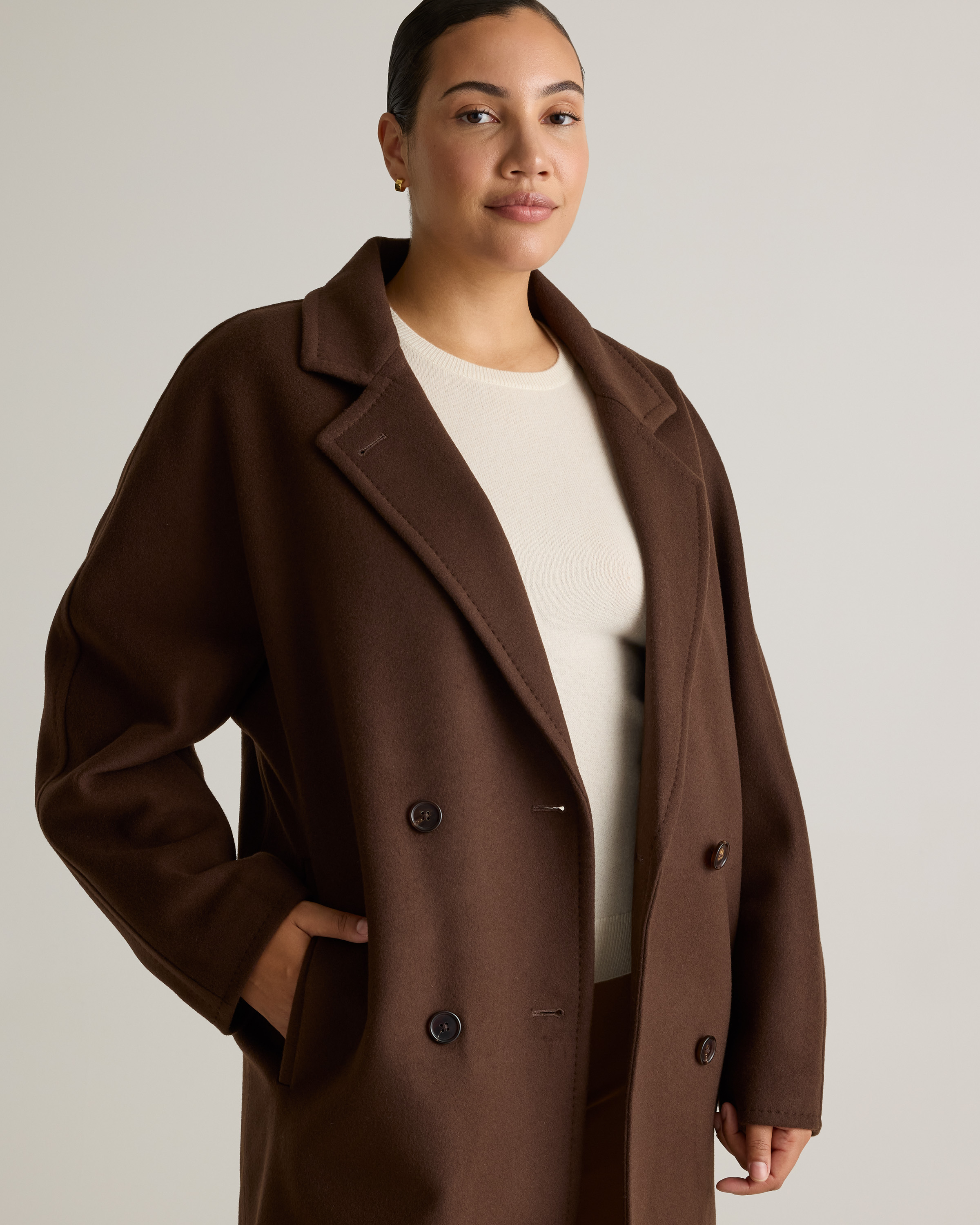 Italian Wool Double-Breasted Slouch Coat