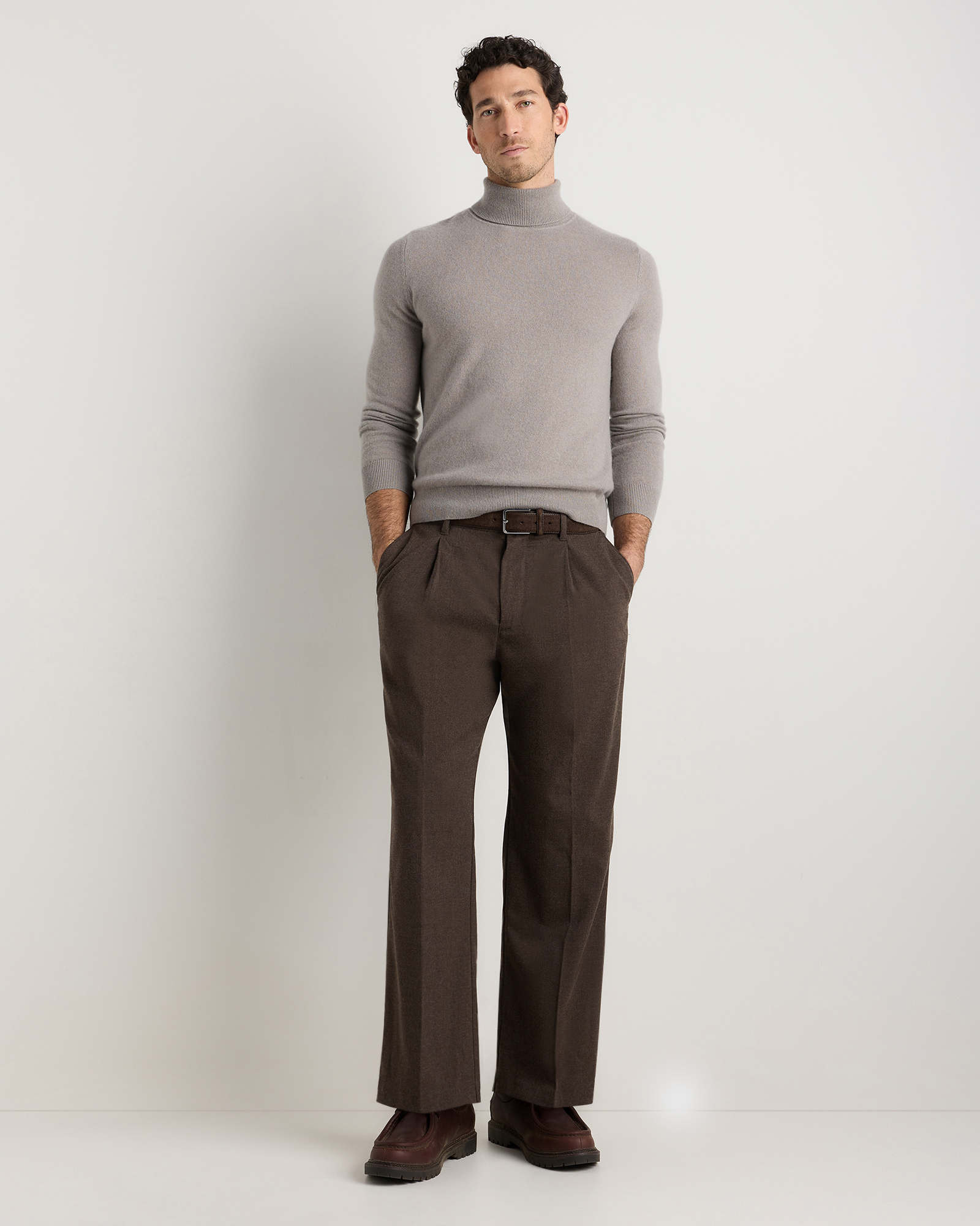 Mongolian Cashmere Turtleneck Sweater in Morel Grey