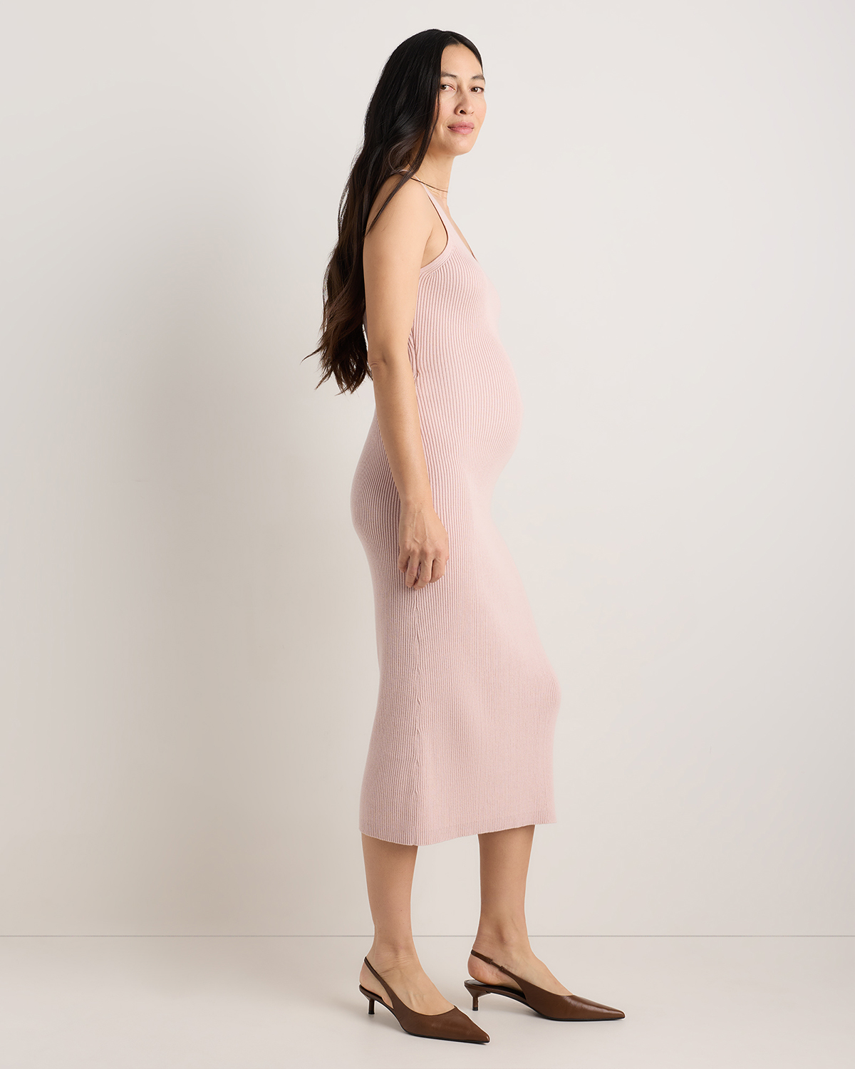 green emerald velvet dress Jade Fitted Spaghetti Strap Maternity Midi Dress – The Prissy Pelican
