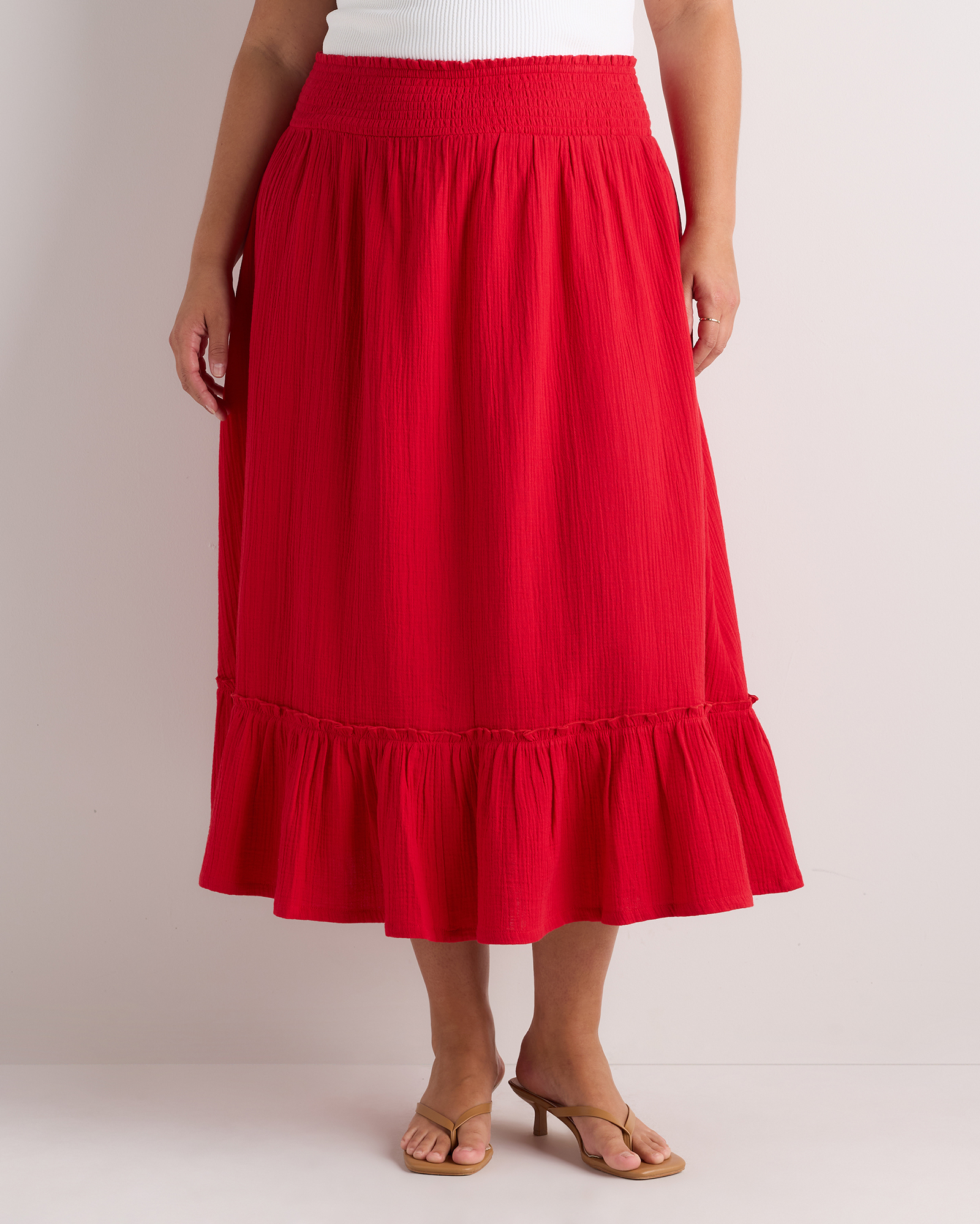 Wild Cherry Women's Plus Size 100% Organic Cotton Gauze Smocked Maxi Skirt
