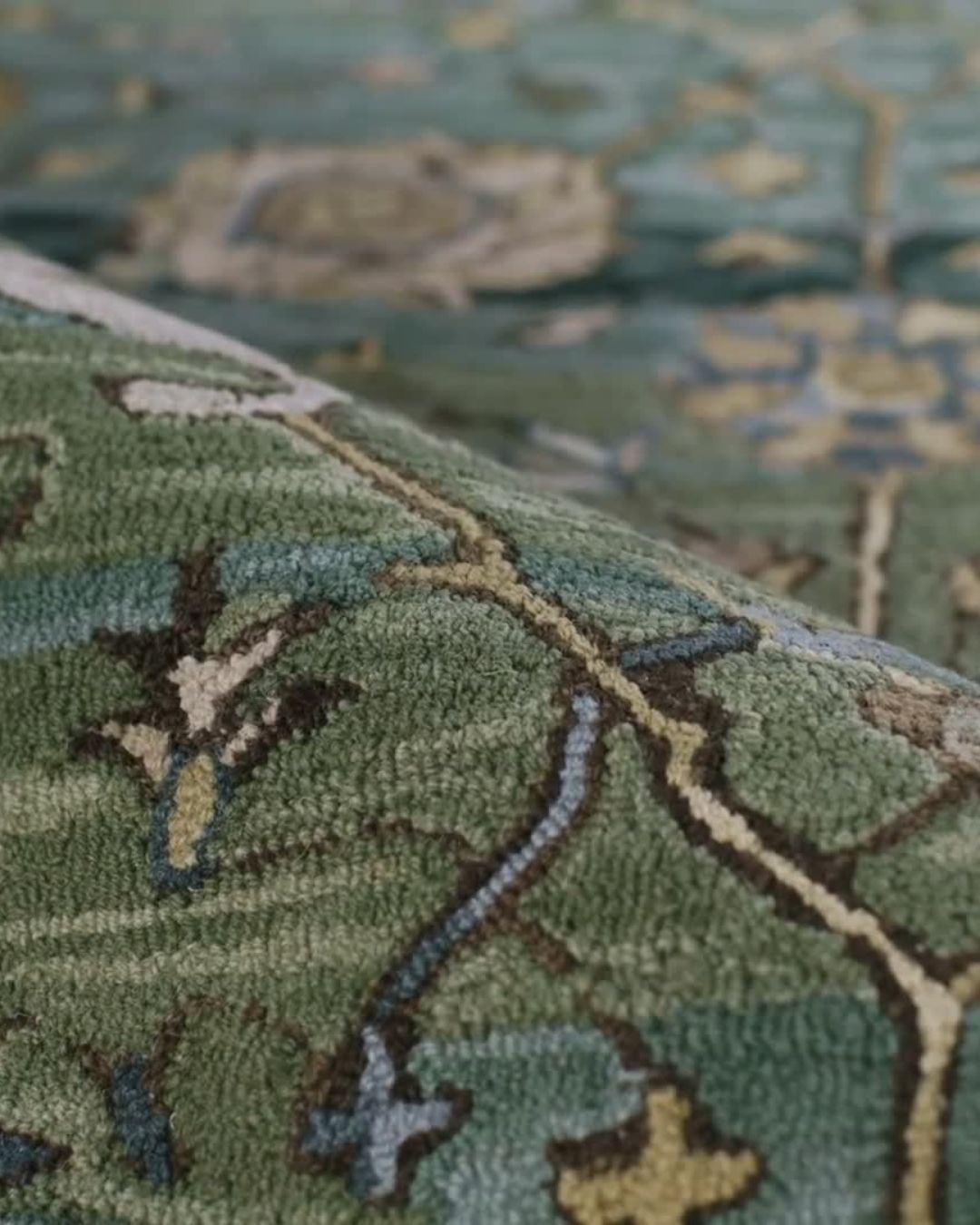 Aden Wool Rug - PDP Video Thumbnail (Green, 4x5)