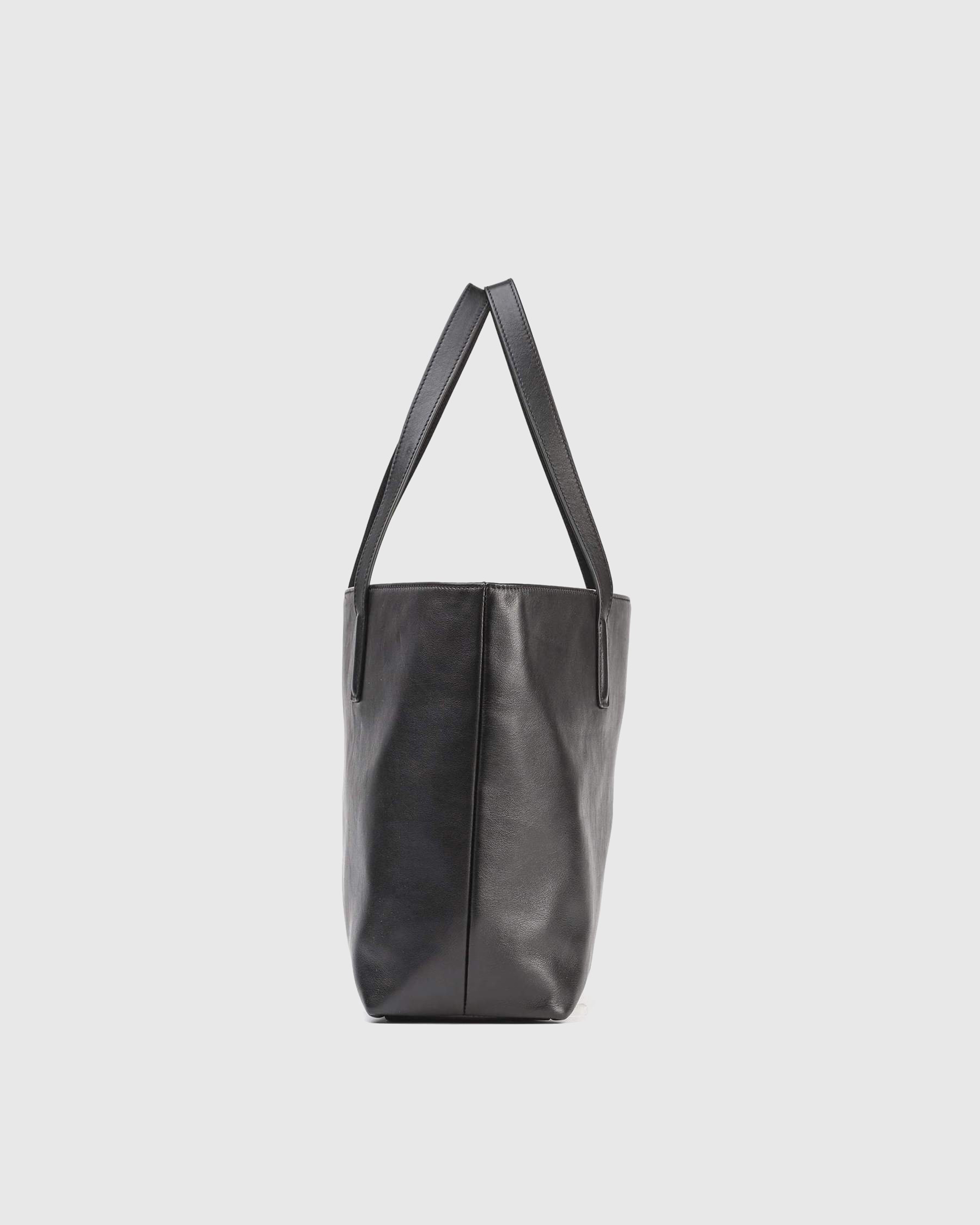Classic Italian Leather Tote in Black