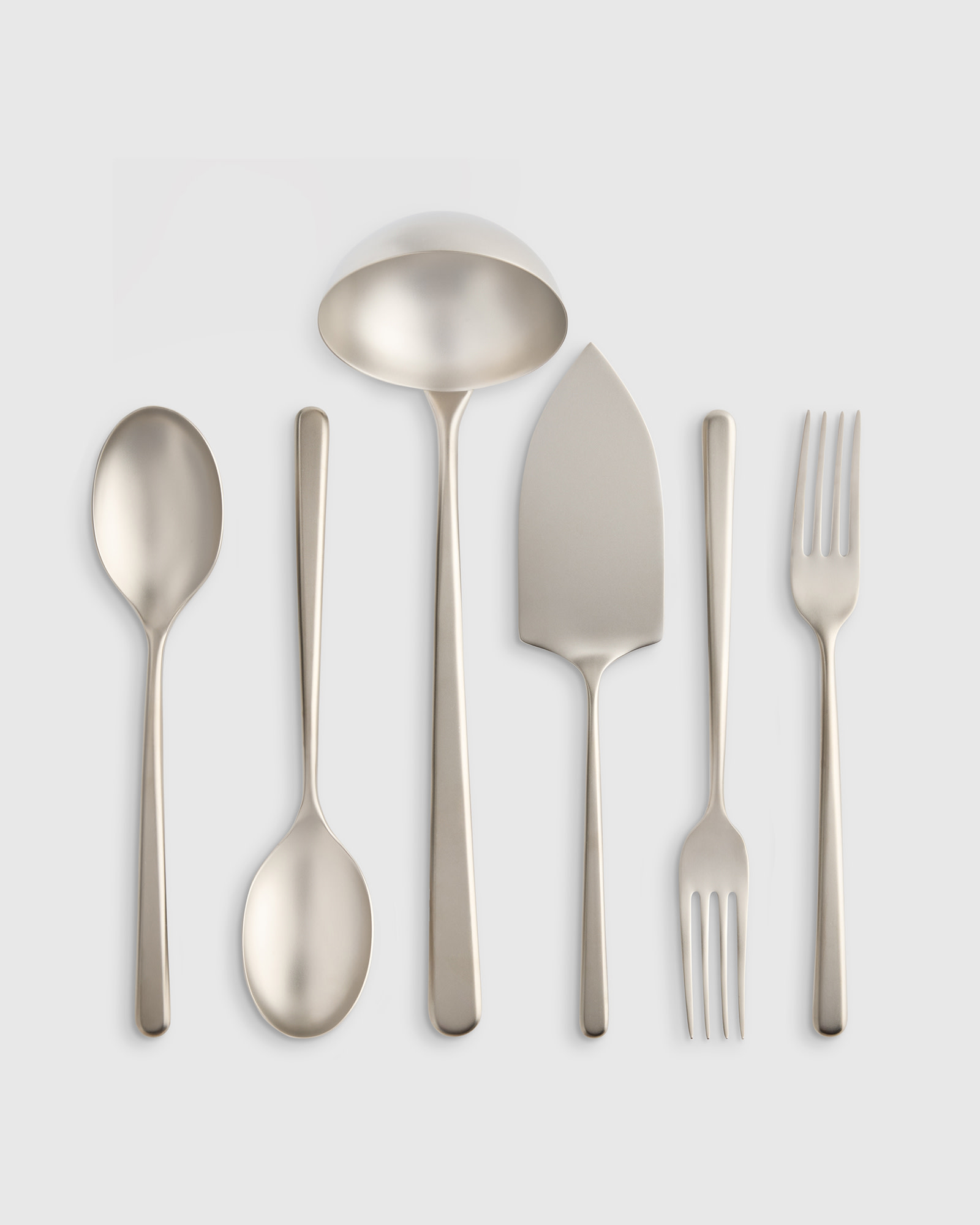 Gia Minimalist 6 Piece Serving Utensil Set - Brushed Stainless Steel