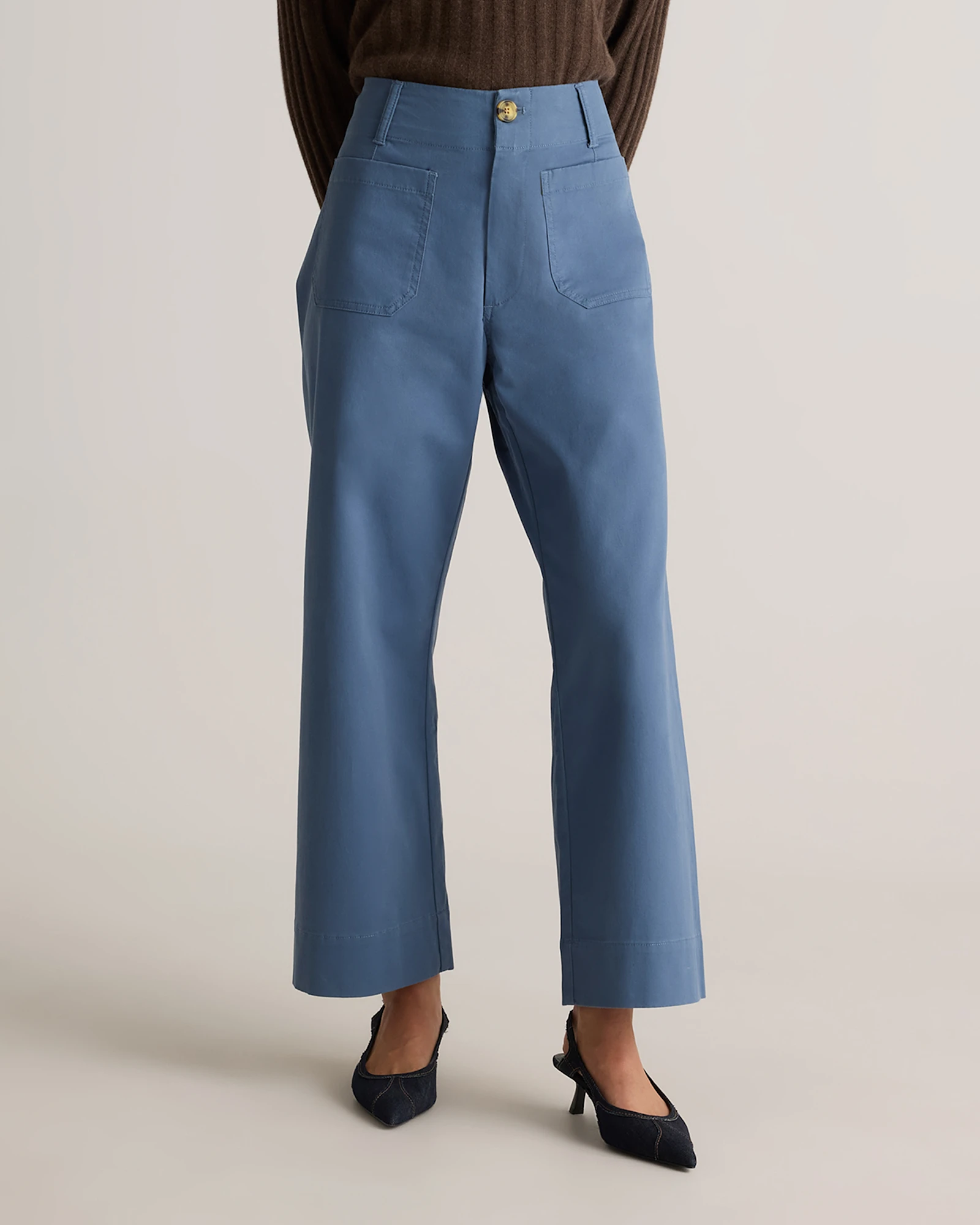 Organic Stretch Cotton Chino Wide Leg Pants