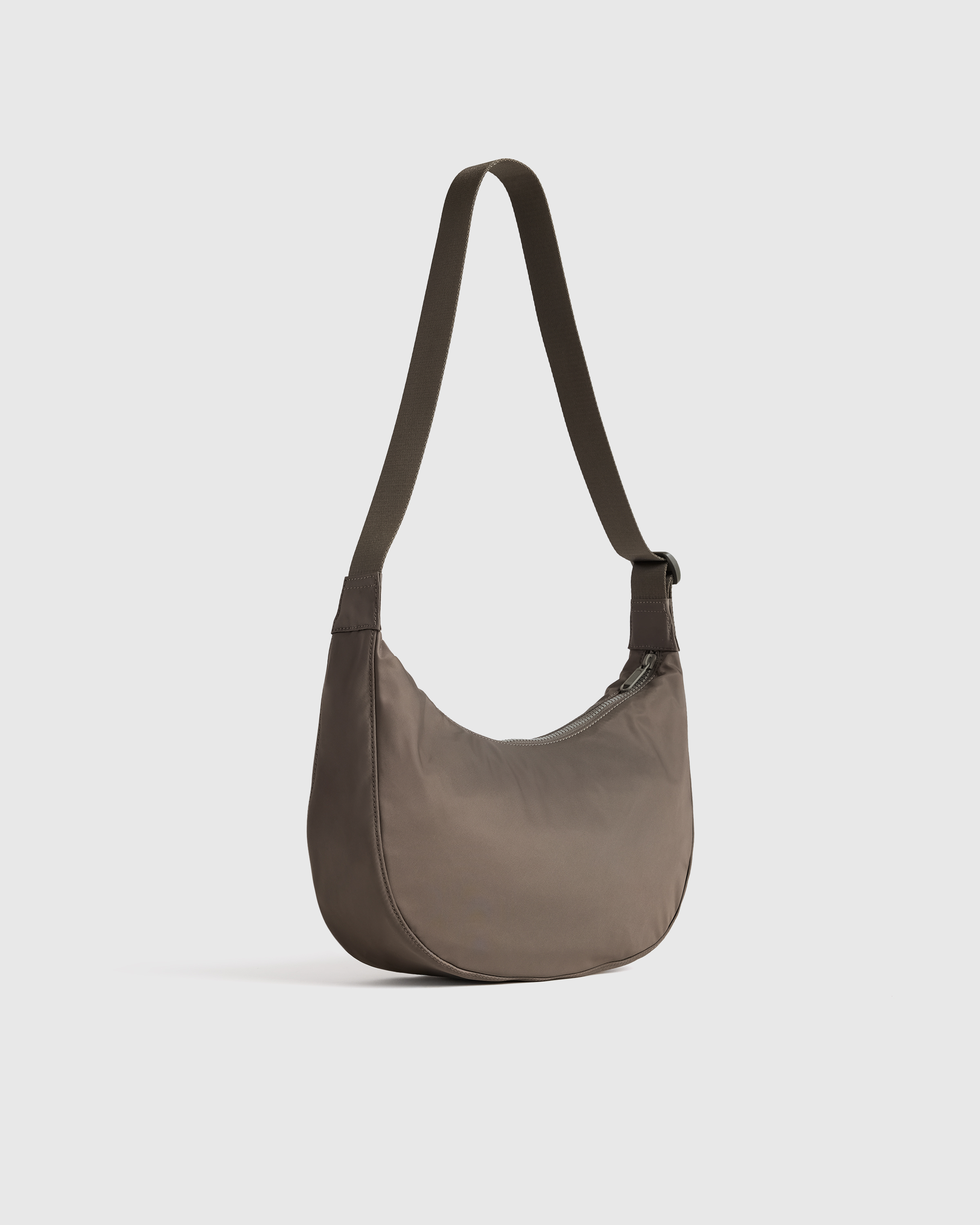 Revive Nylon Crescent Shoulder Bag in Ash Grey Revive Nylon Crescent Shoulder Bag in Ash Grey
