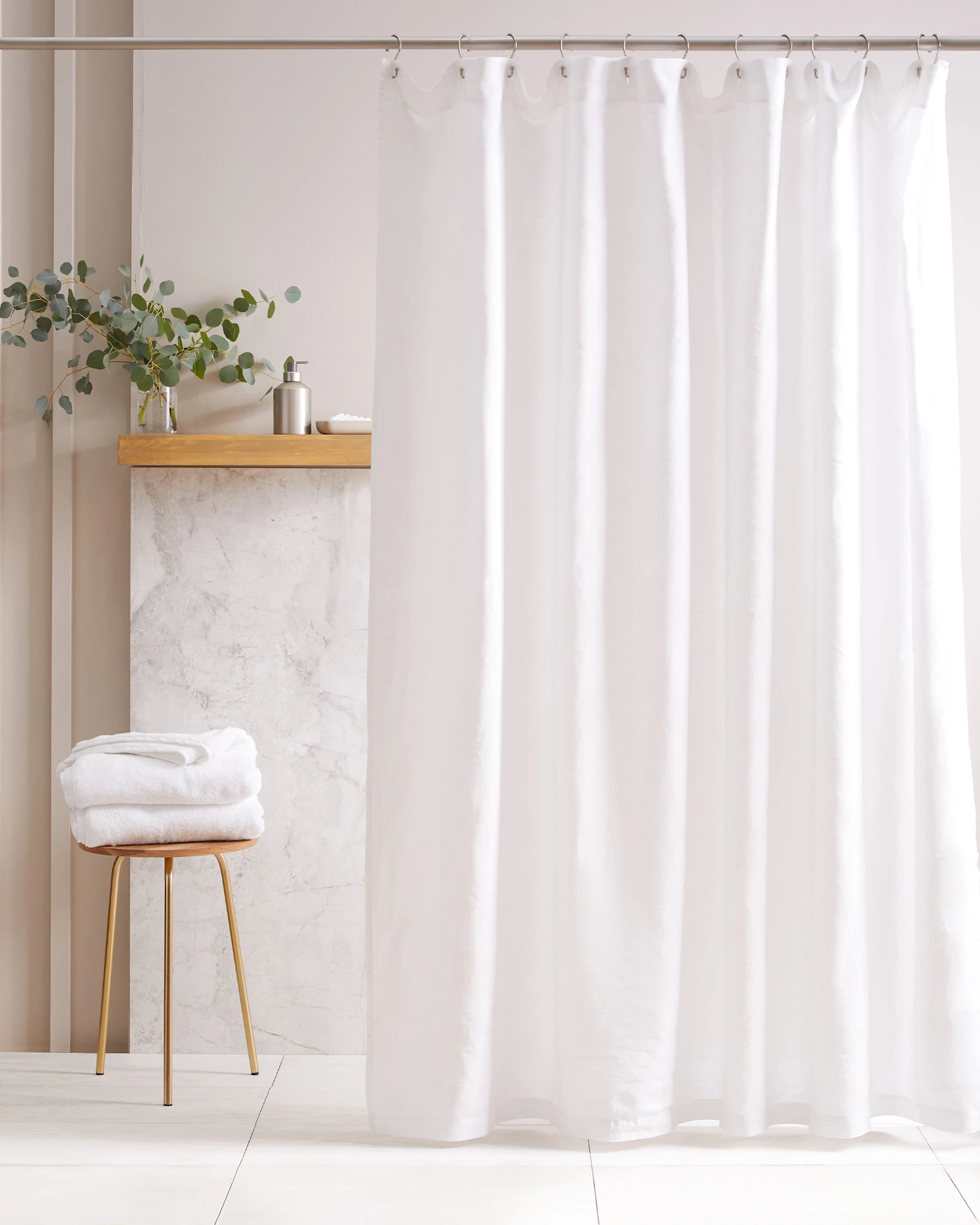 European Linen Shower Curtain - Light Grey