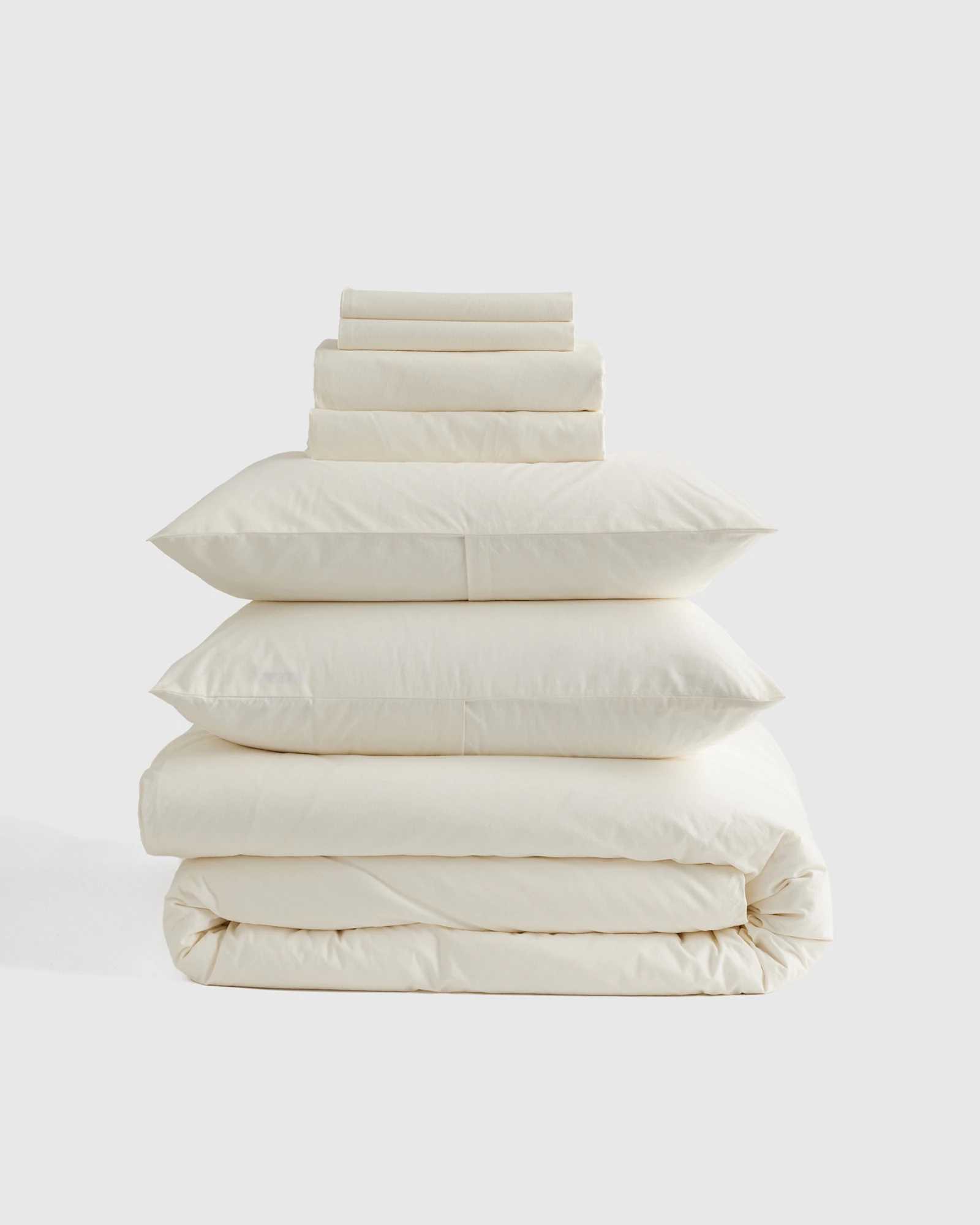 Organic Brushed Cotton Deluxe Bedding Bundle - Ivory, King