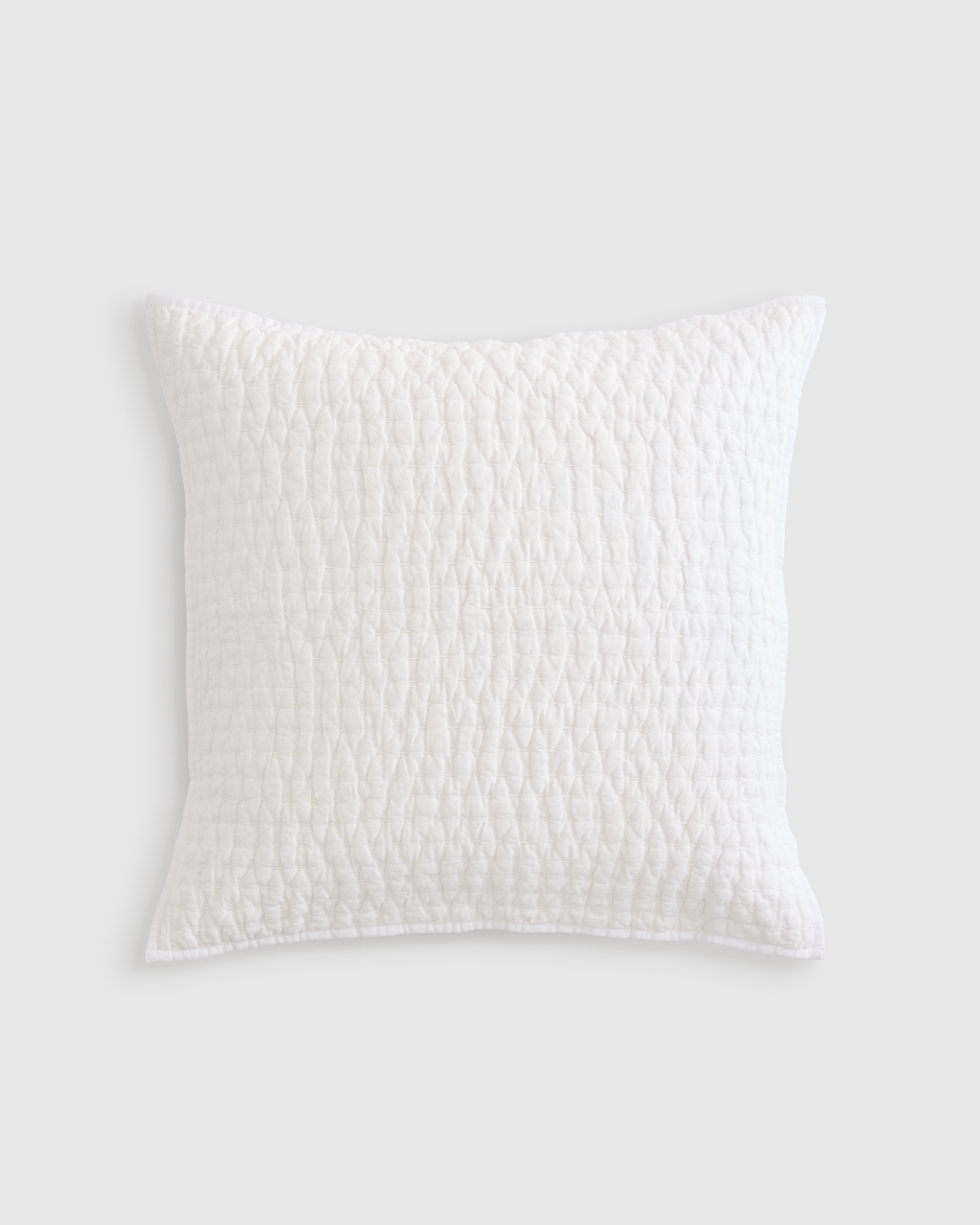 European Linen Cotton Stitch Quilted Euro Sham, White, Euro