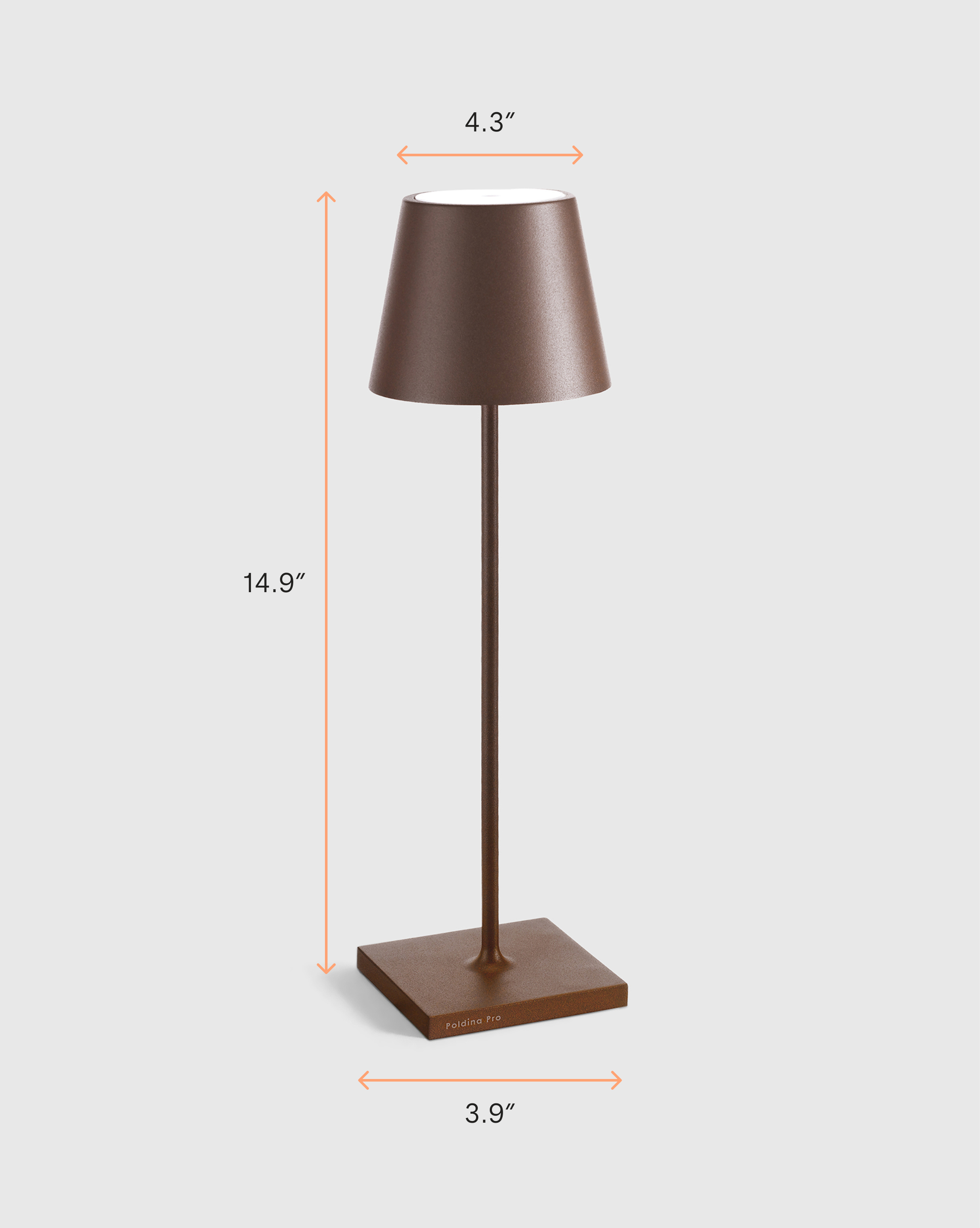 Poldina Pro Regular Table Lamp - Dimensional RUST