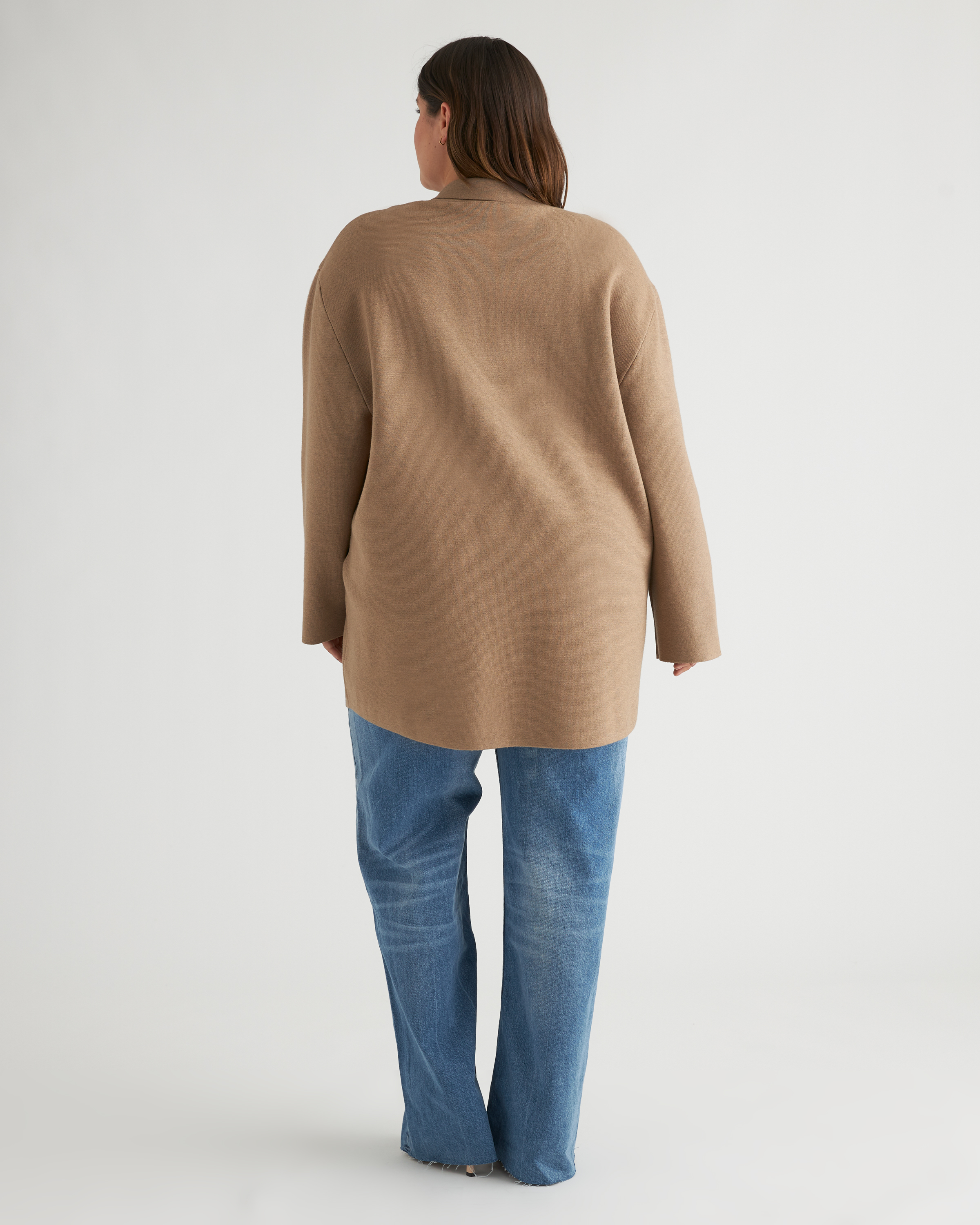 Eco-Knit Milano Stitch Oversized Shirt Jacket in Warm Taupe