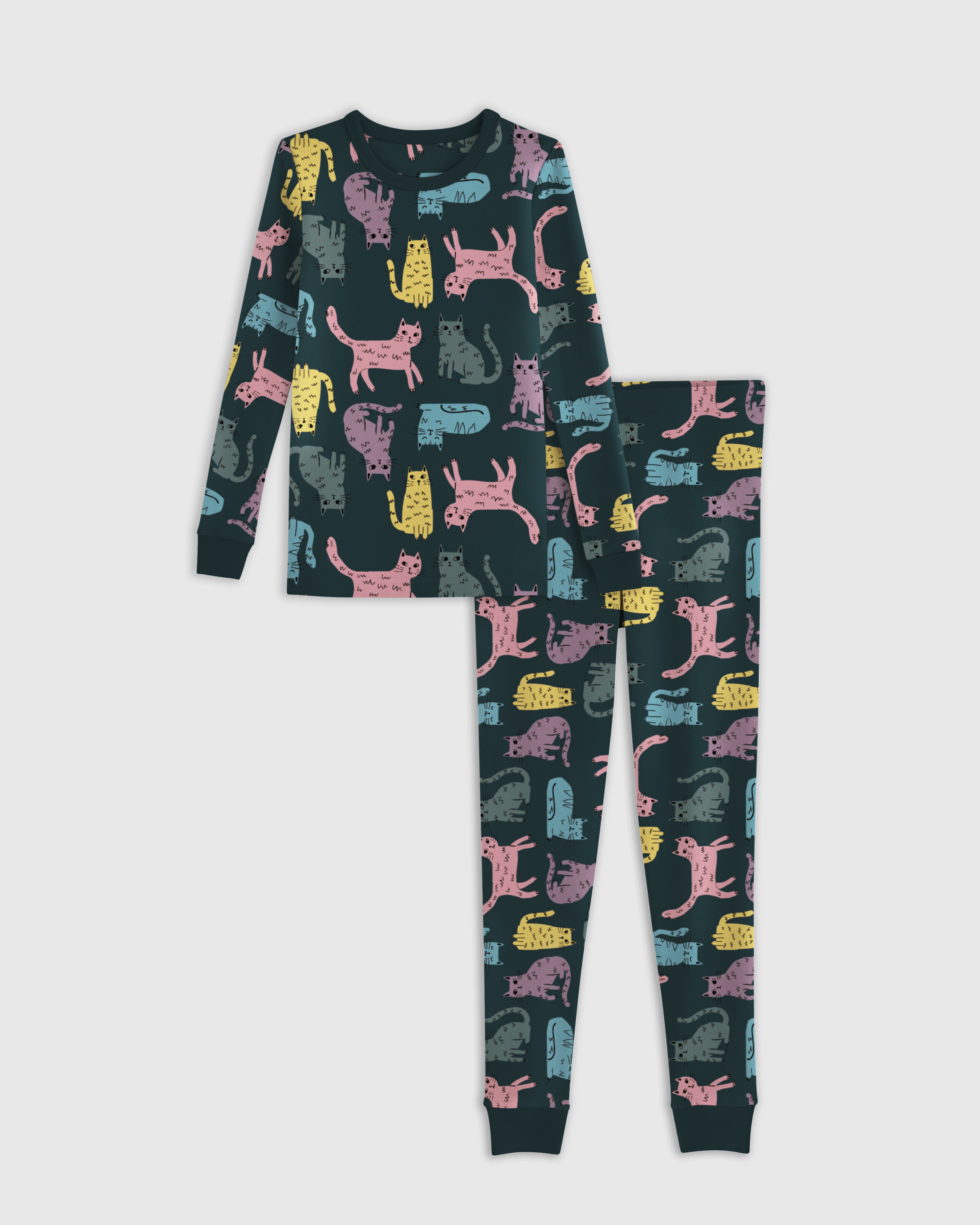 Quince Long Sleeve Pants Pajama Set In Cats