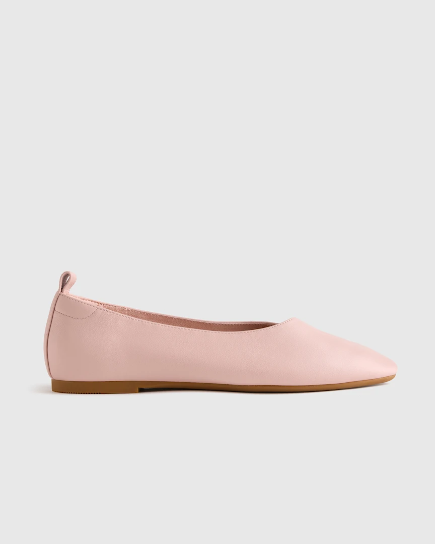 Italian Leather Flats in Shell Pink