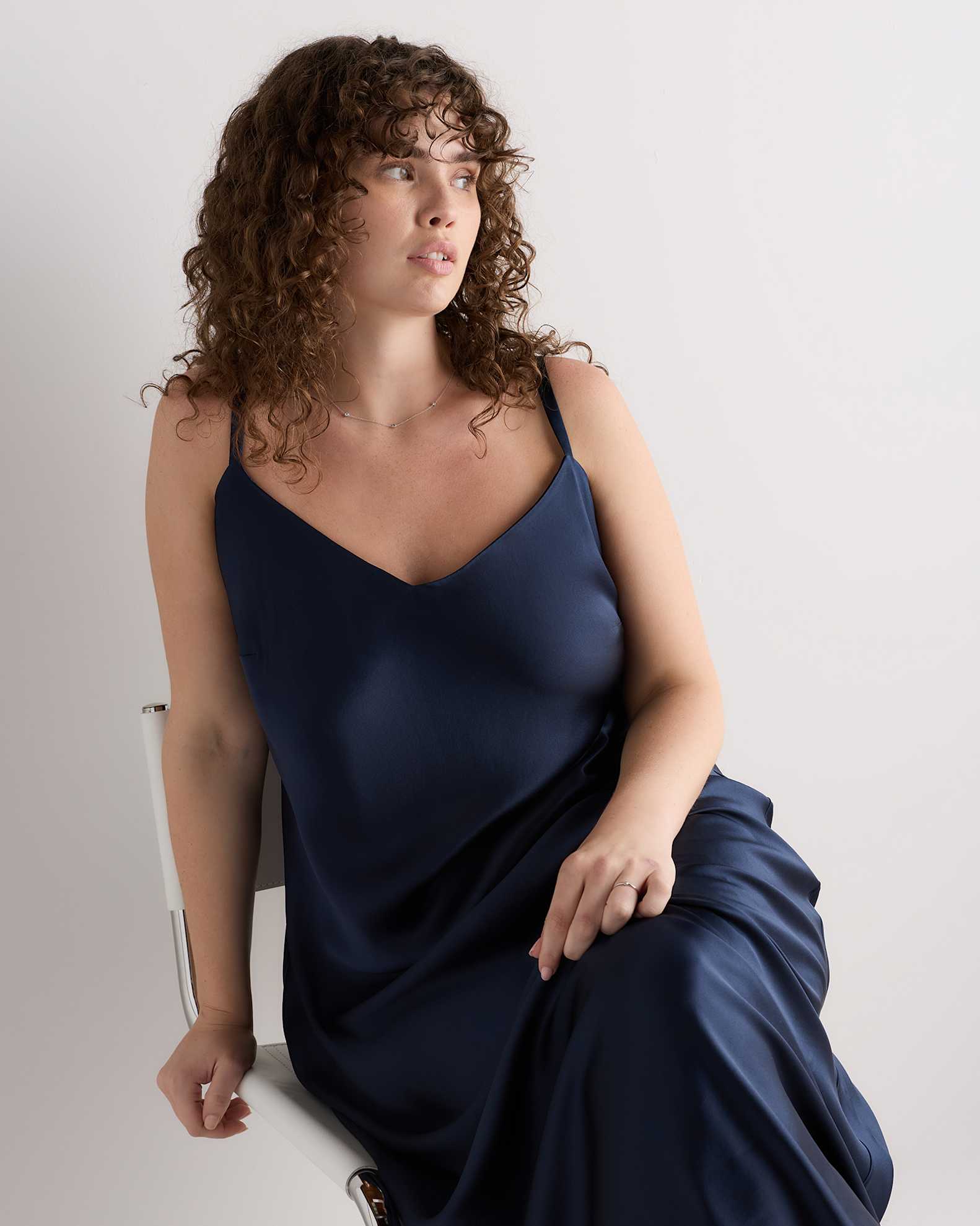 dark blue slip dress DEVON NAVY LOW-BACK SILK-SATIN MAXI | CULT MIA This woven textured satin dress begins at a flattering V Navy Satin Cowl Back Midi