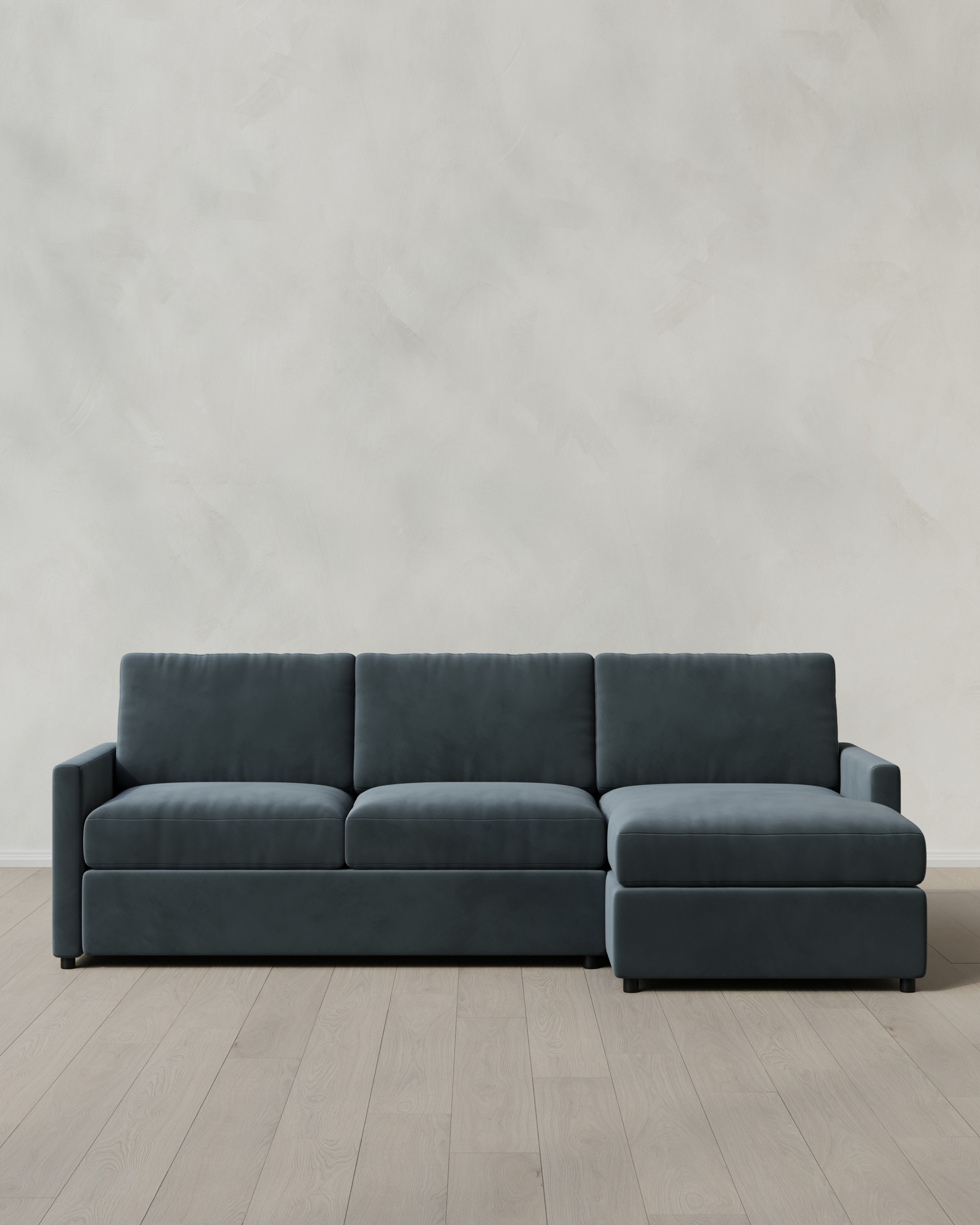 Brennan 107”W Chaise L Sectional Right Arm Performance Velvet Pine