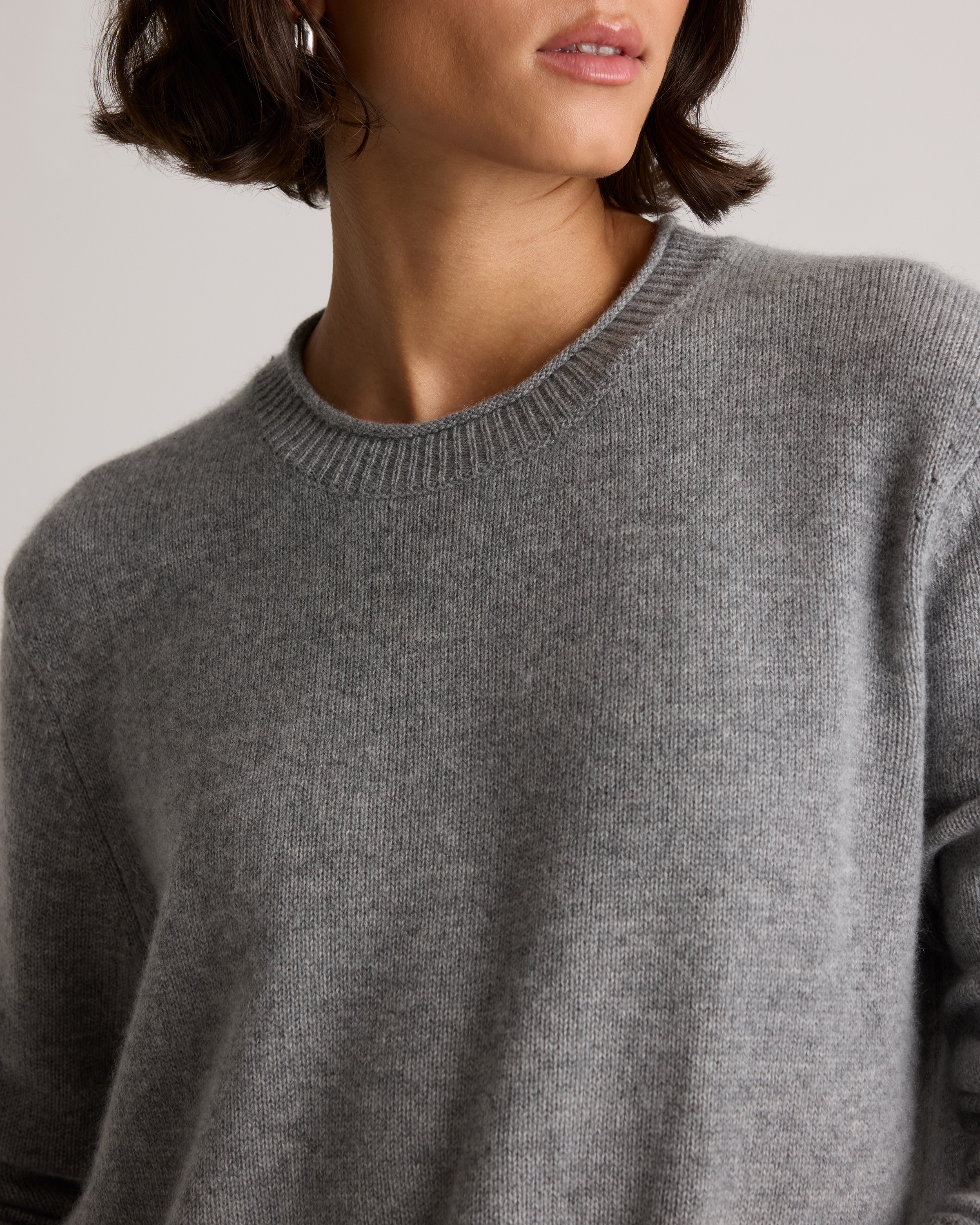 Mongolian Cashmere Tee in Heather Grey