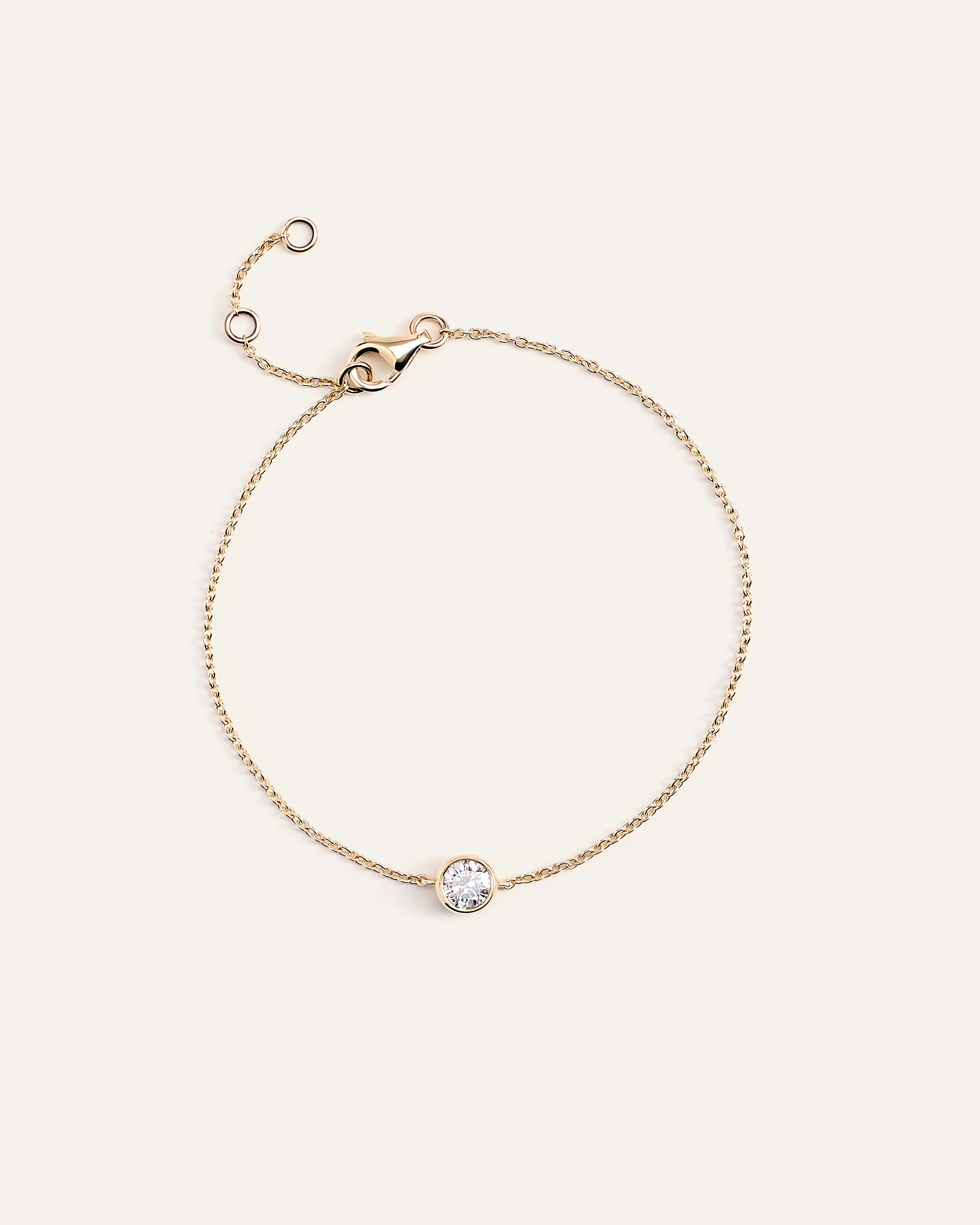 Lab Grown Diamond 14K Gold Birthstone Solitaire Bezel Bracelet