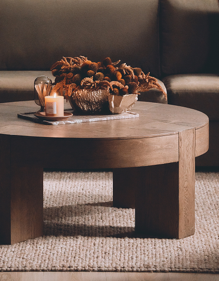 Cafe Brown Reclaimed Oak Round Coffee Table