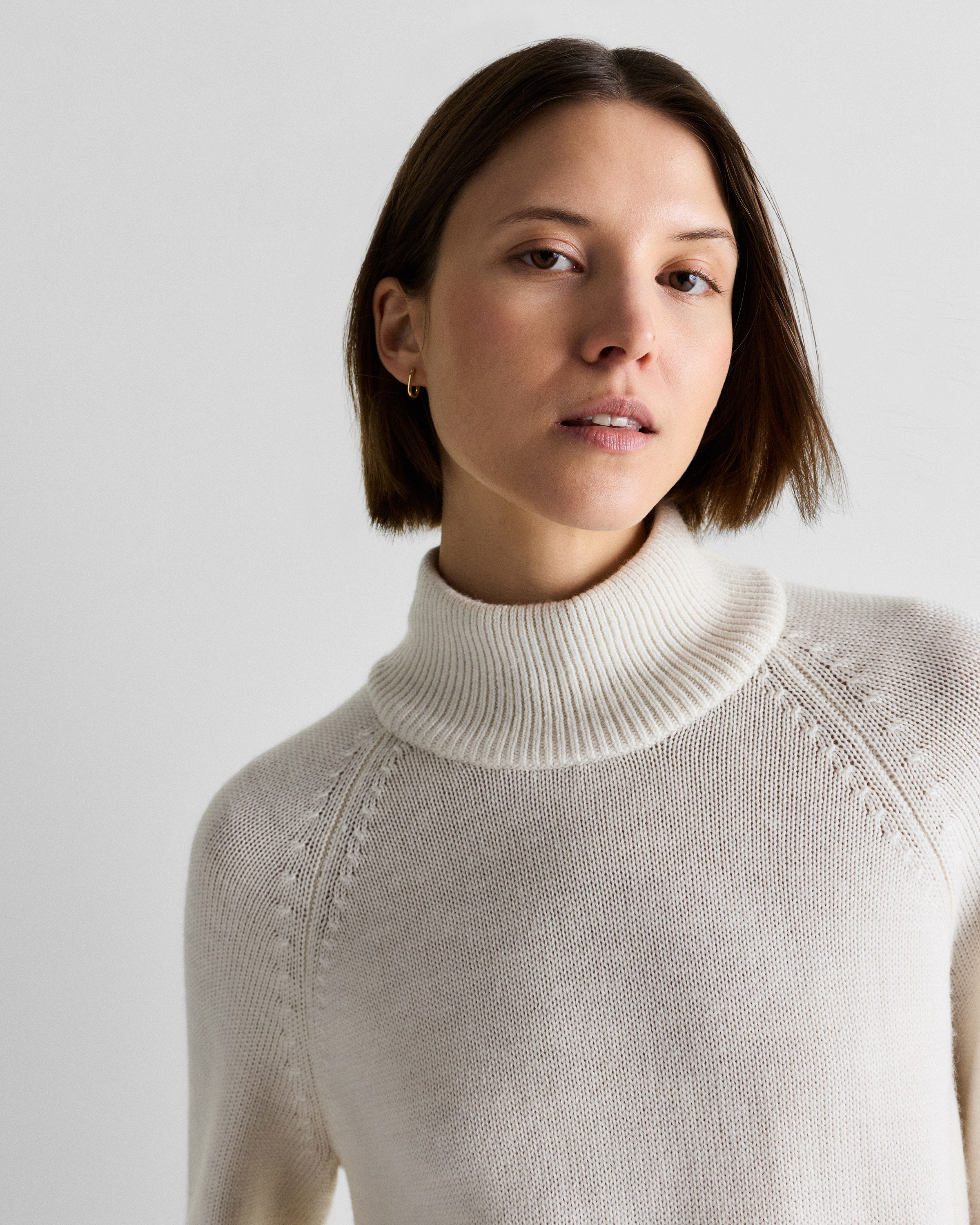 Australian Merino Wool Cropped Mock Neck Sweater