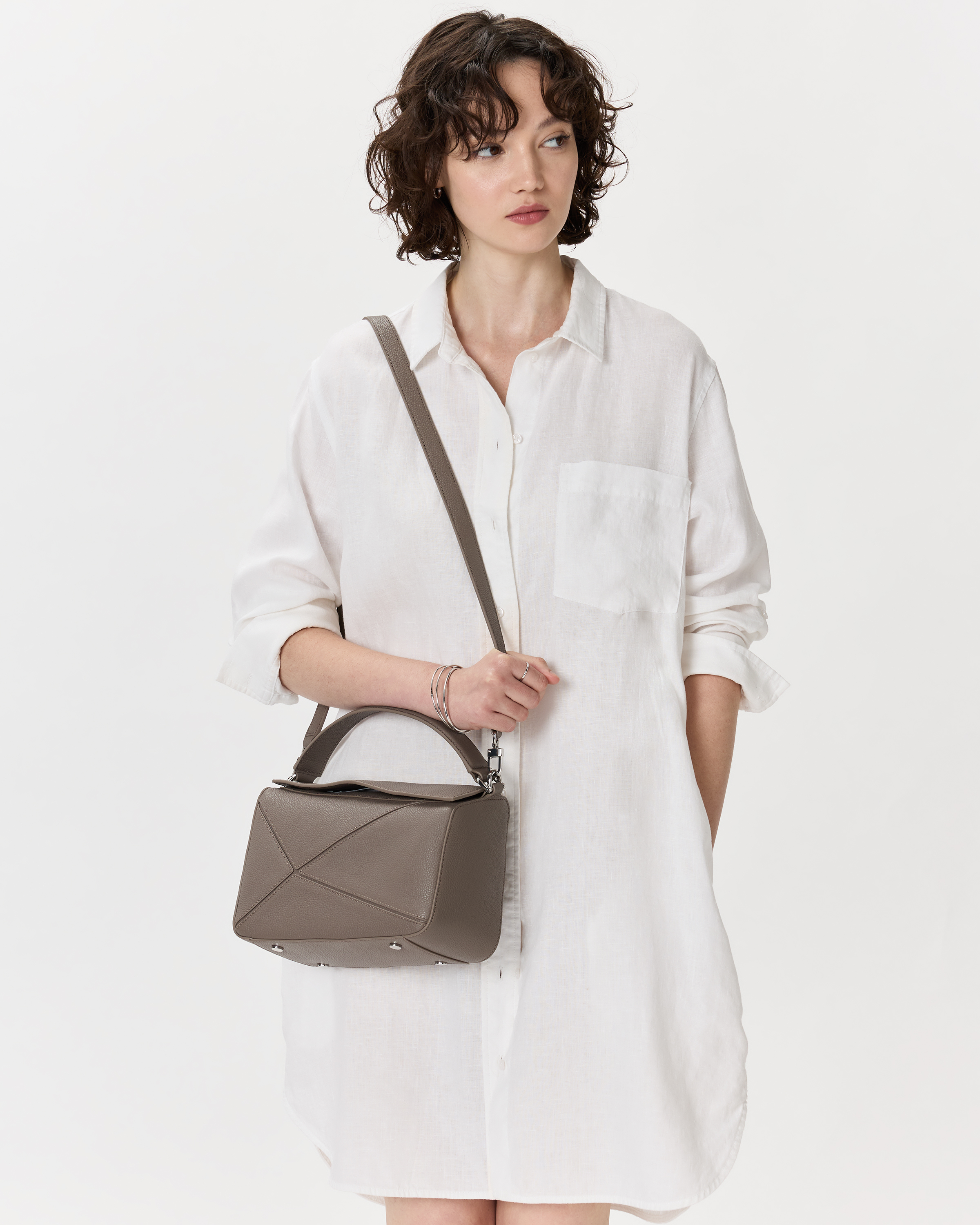 Italian Leather Patchwork Crossbody in Mink
