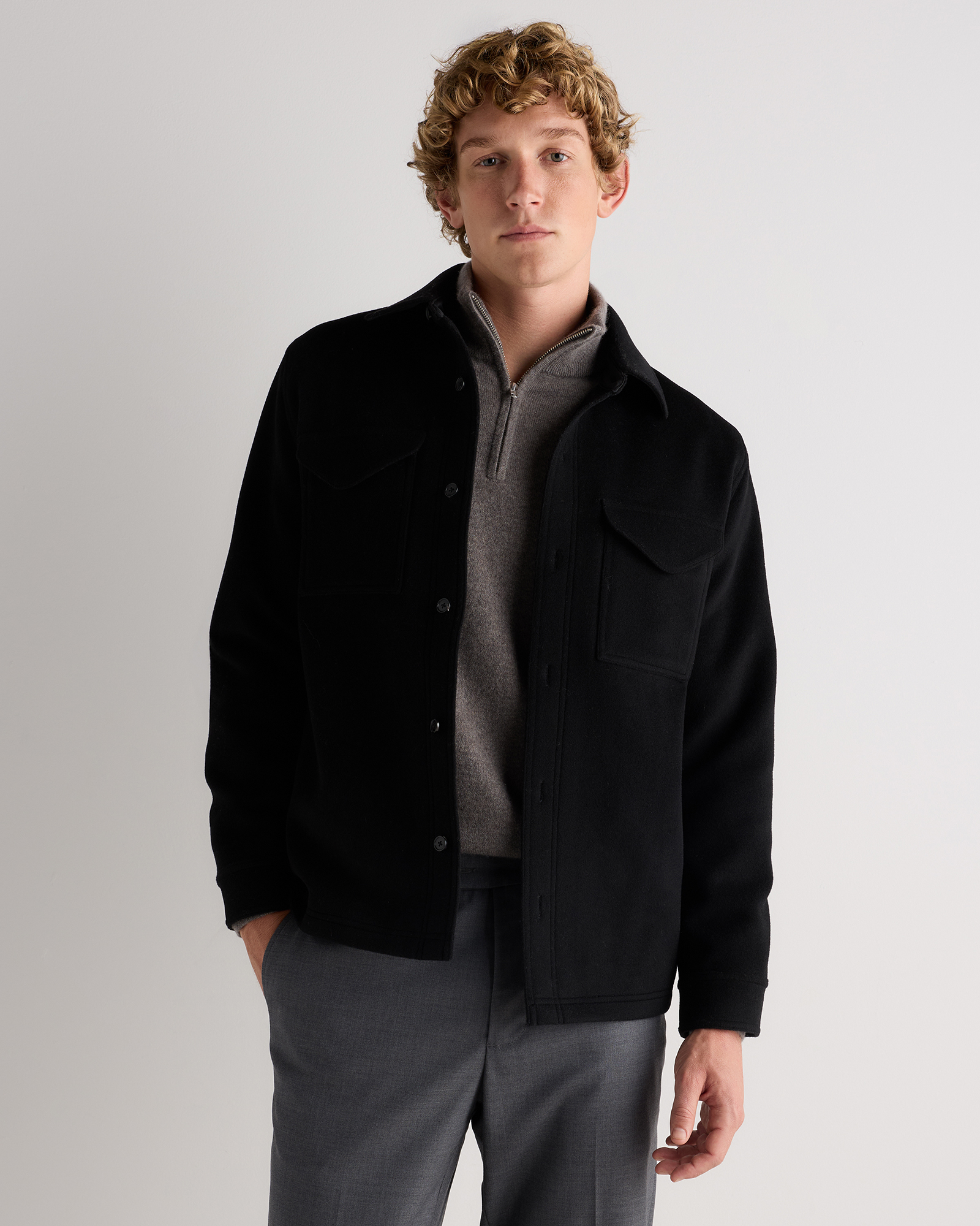 Black Wool Cashmere Overshirt