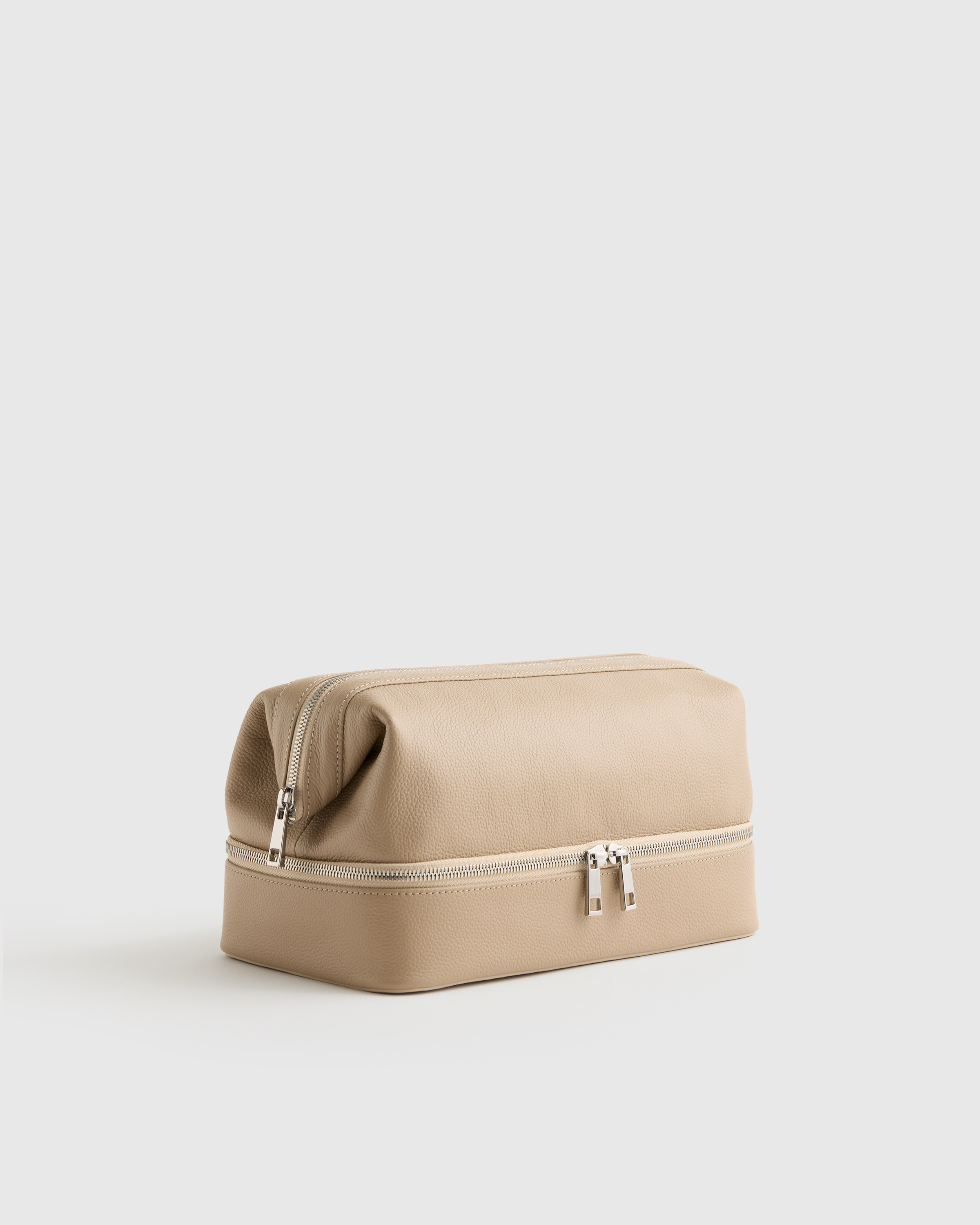 Italian Leather Dual Compartment Toiletry Bag - Thumbnail 5