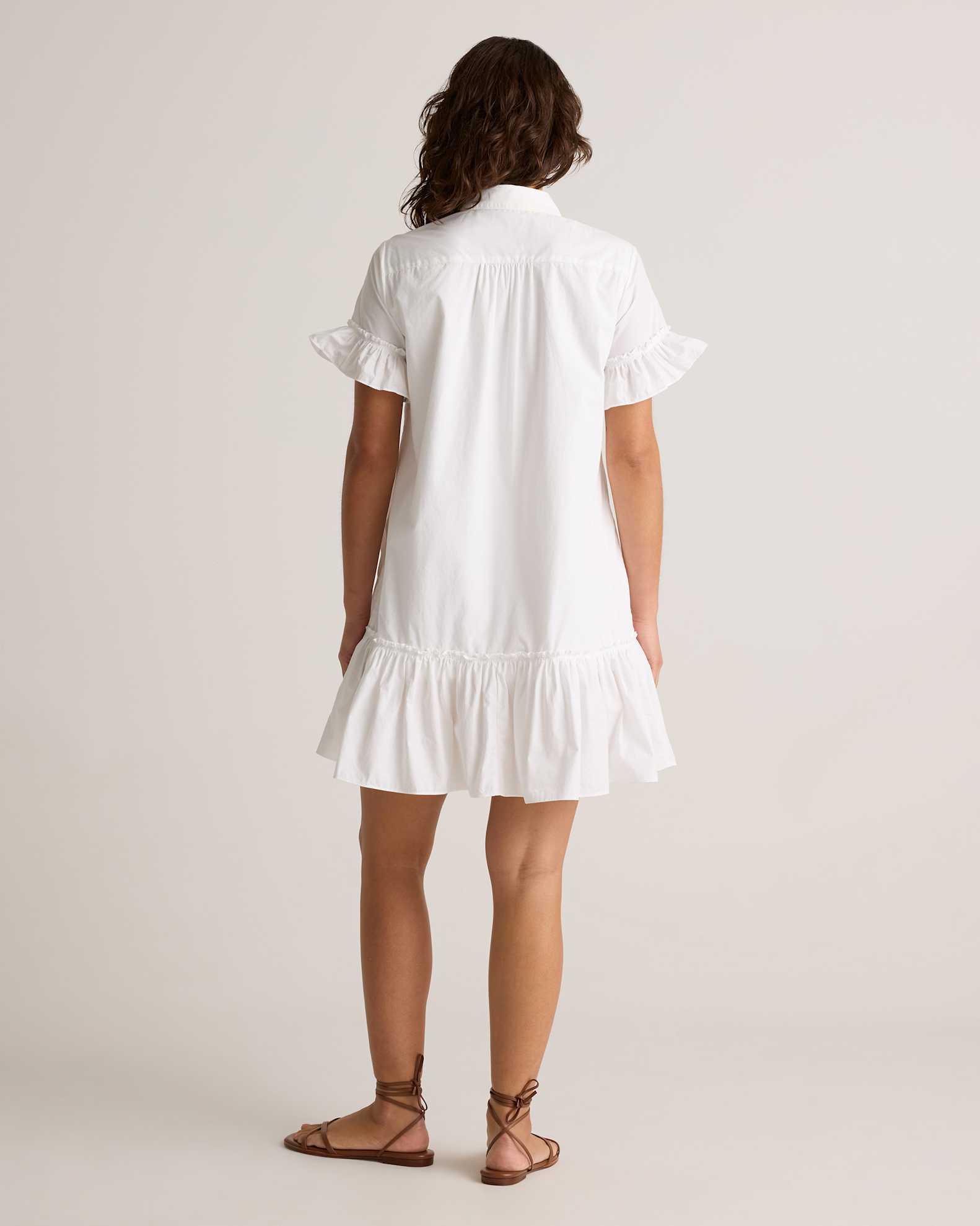 Women's Poplin Short Sleeve Ruffle Shirt Dress in Classic White, Size Medium, Organic Cotton by Quince Women's Poplin Short Sleeve Ruffle Shirt Dress in Classic White, Size Medium, Organic Cotton by Quince