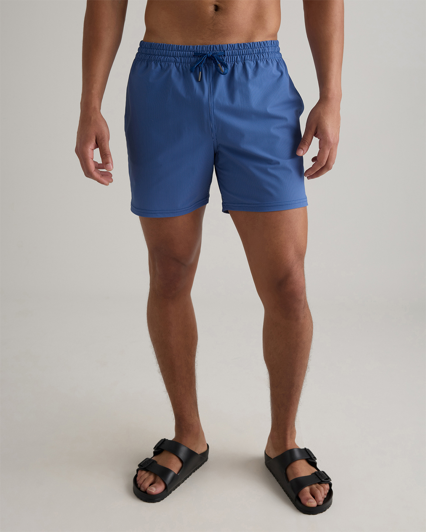 Navy Tonal Stripe Italian Swim Trunks