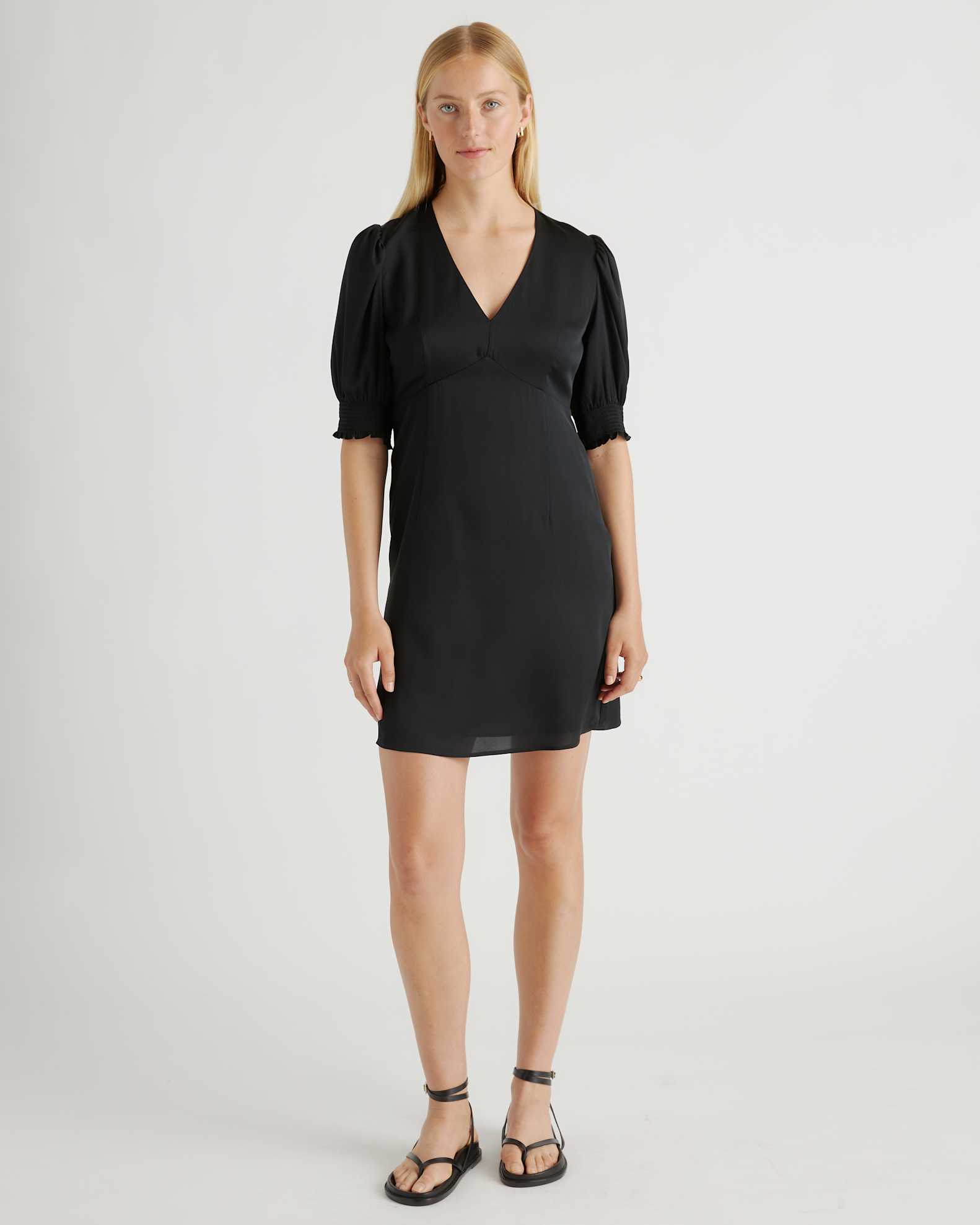 Washable Stretch Silk Puff Sleeve Mini Dress Washable Stretch Silk Puff Sleeve Mini Dress