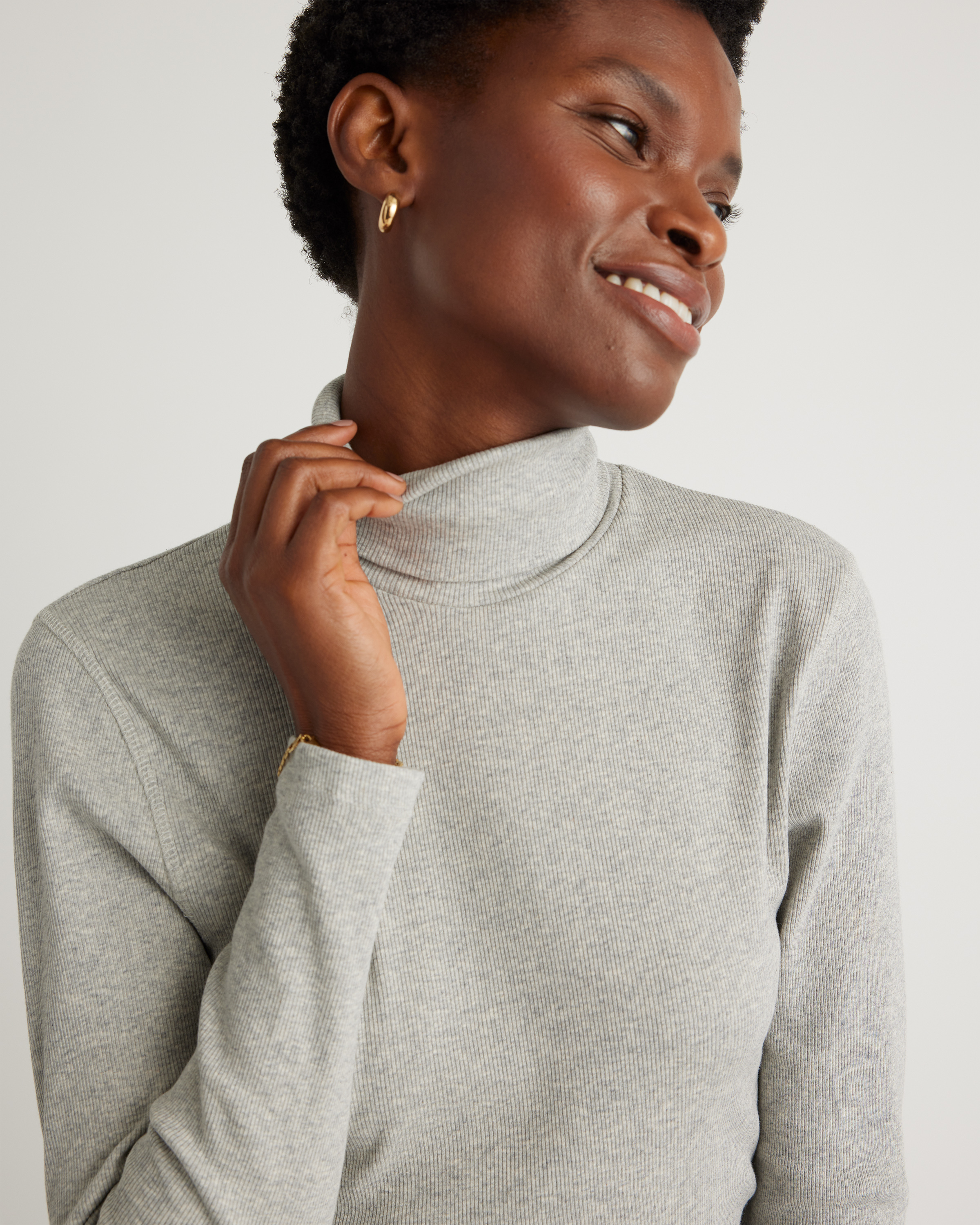 トップス everyone cotton turtleneck sweatshirt 100% Organic Cotton Split Hem Turtleneck Sweater