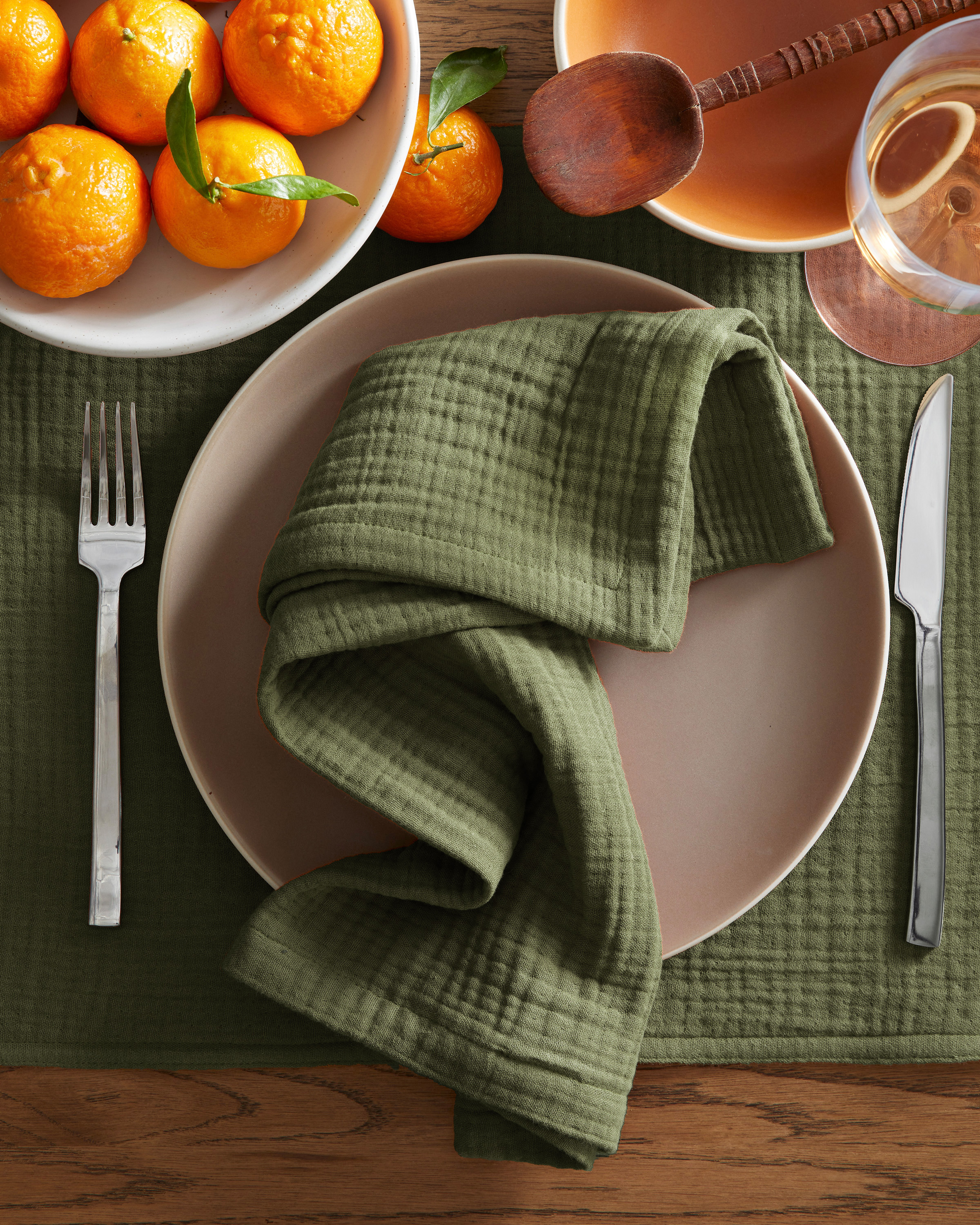Organic Airy Gauze Napkins (Set of 8) - Olive
