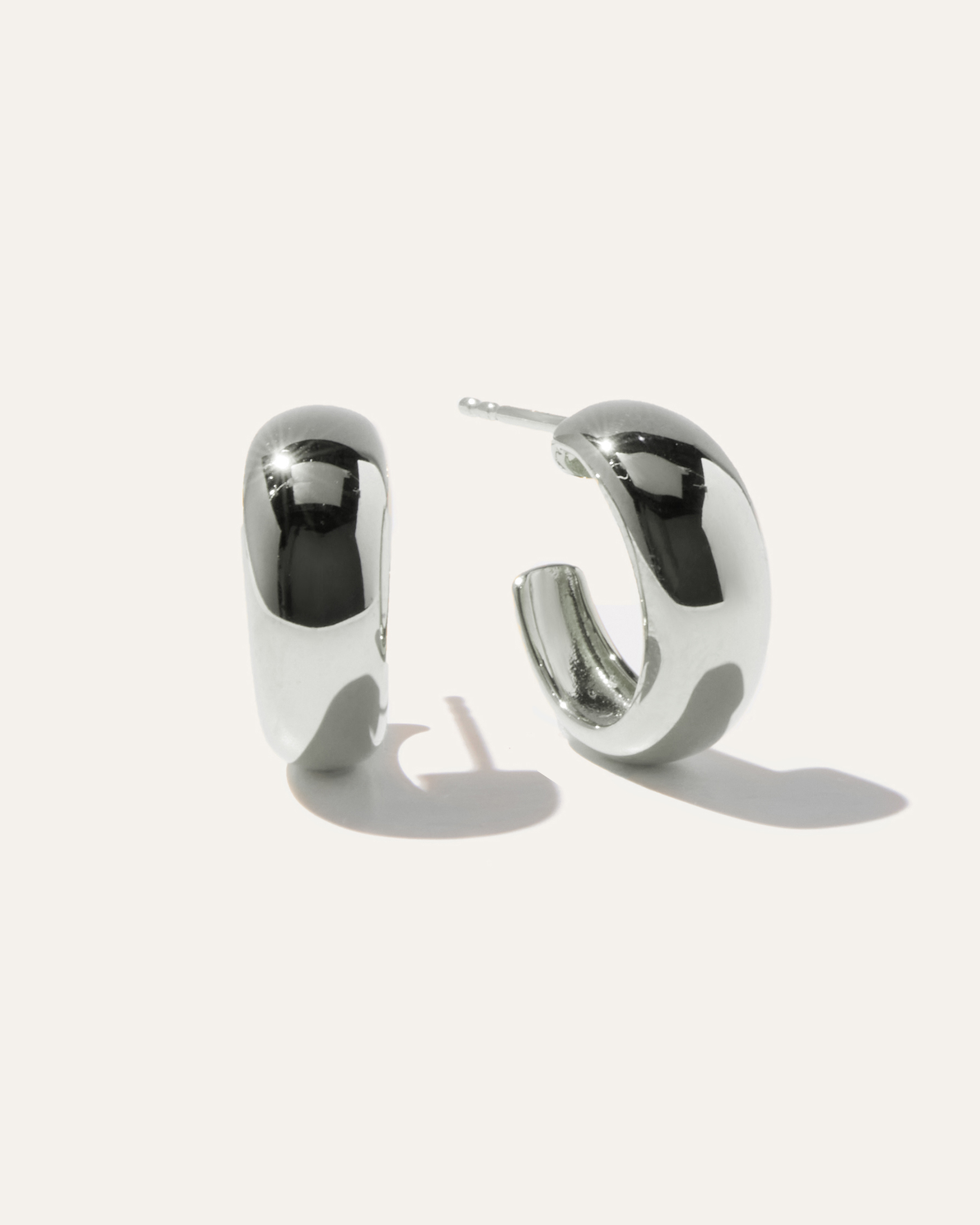 Sterling Silver Boucles d'oreilles à anneau épaisses